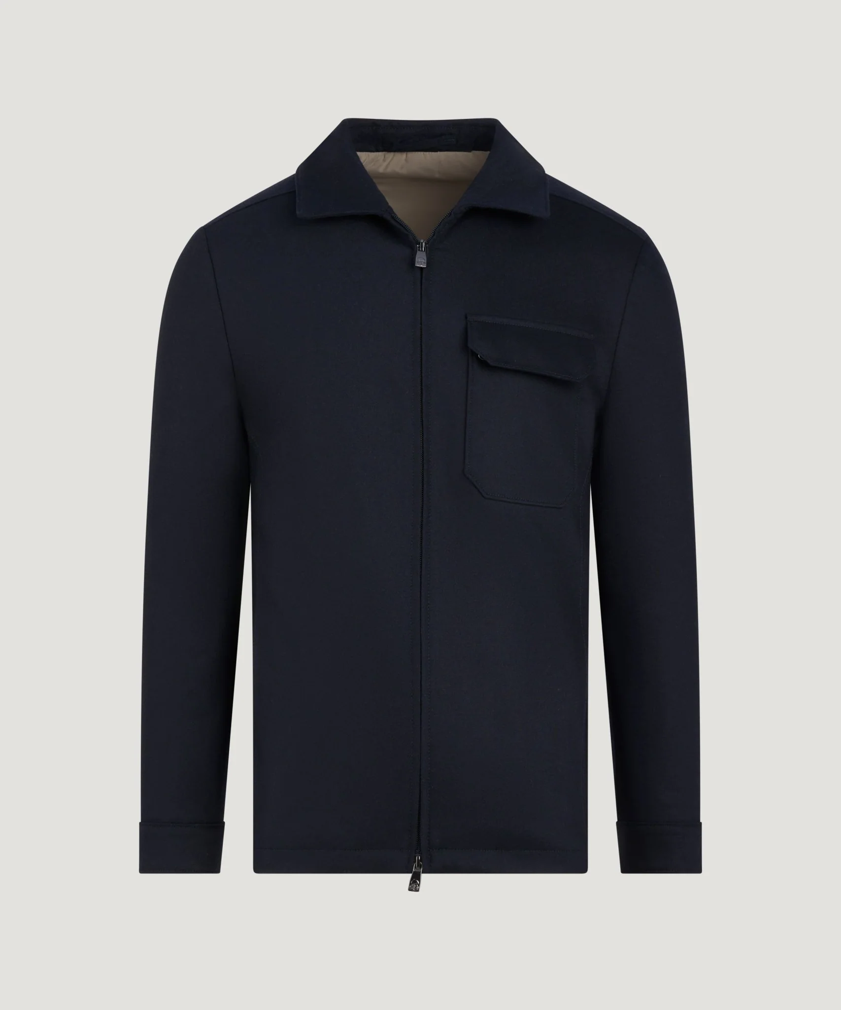 Overshirt wol/kasjmier stretch donkerblauw