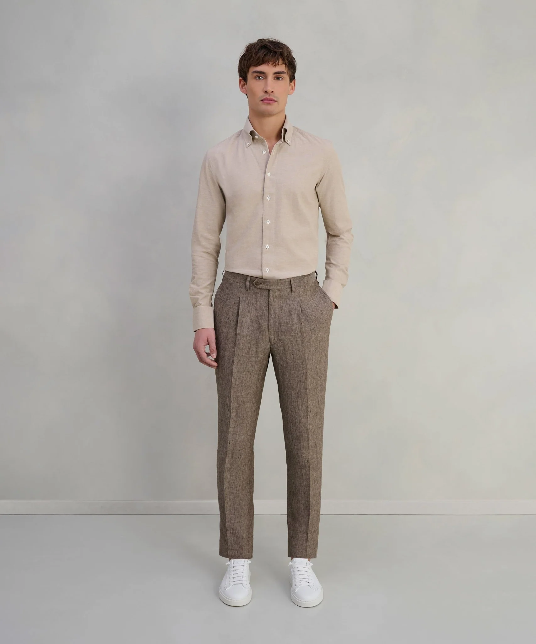Pantalon chambray linnen bruin - Image 2