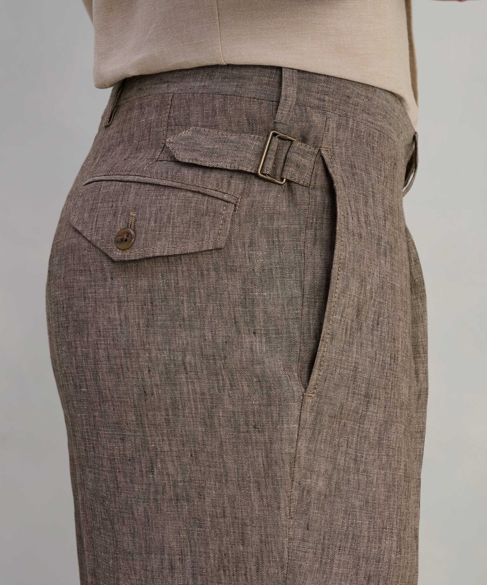 Pantalon chambray linnen bruin - Image 4