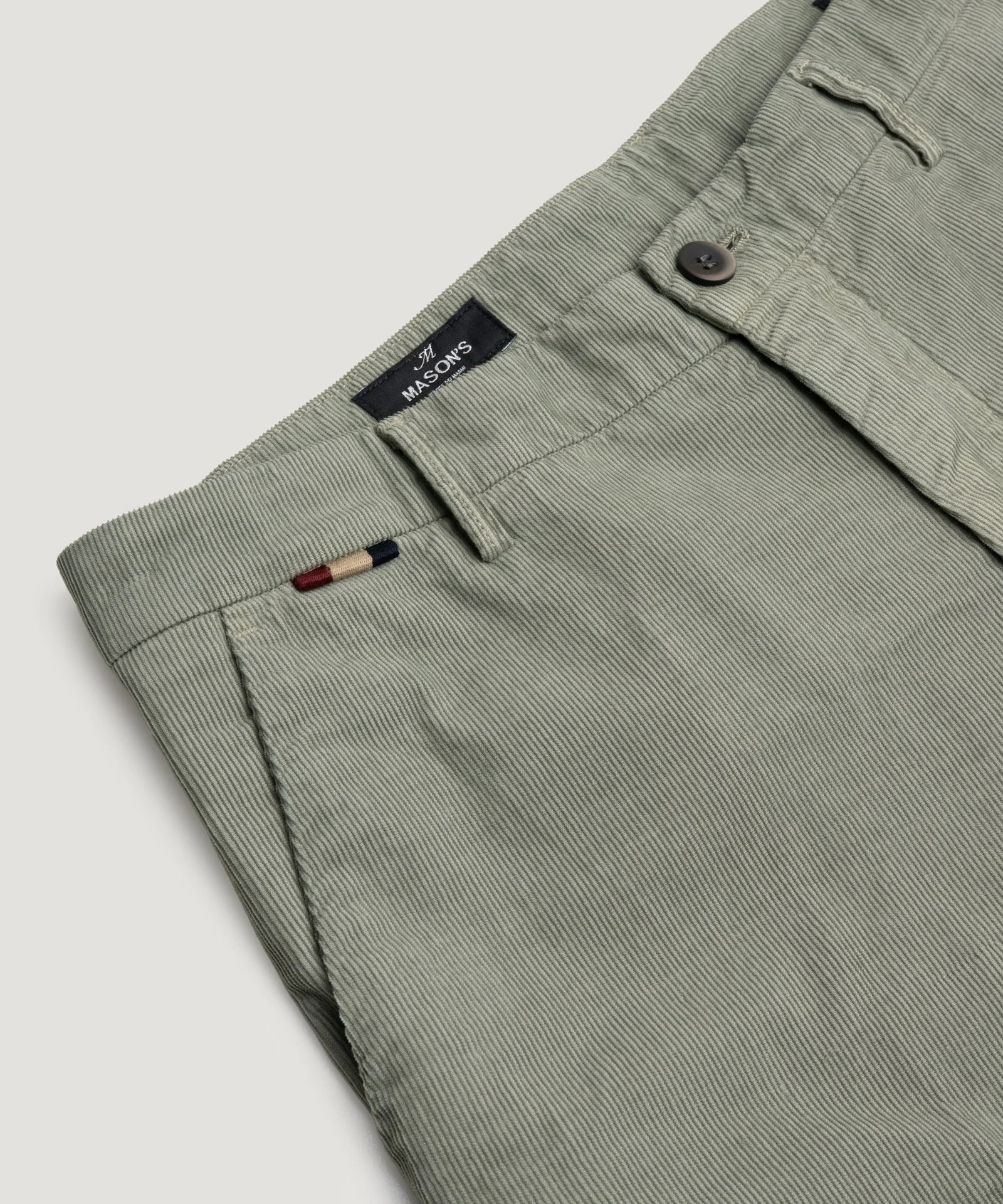 Bermuda shorts baby cord katoen stretch saliegroen - Image 3