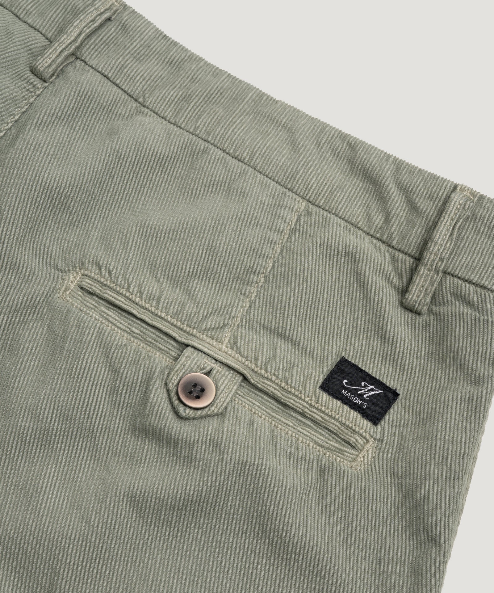 Bermuda shorts baby cord katoen stretch saliegroen - Image 5