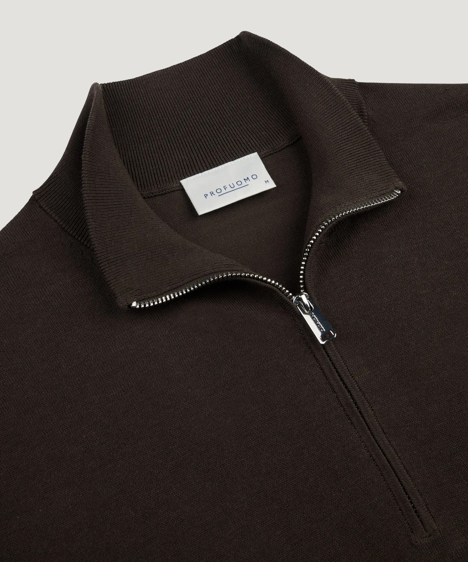 Luxury basic half-zip trui donkerbruin - Image 3