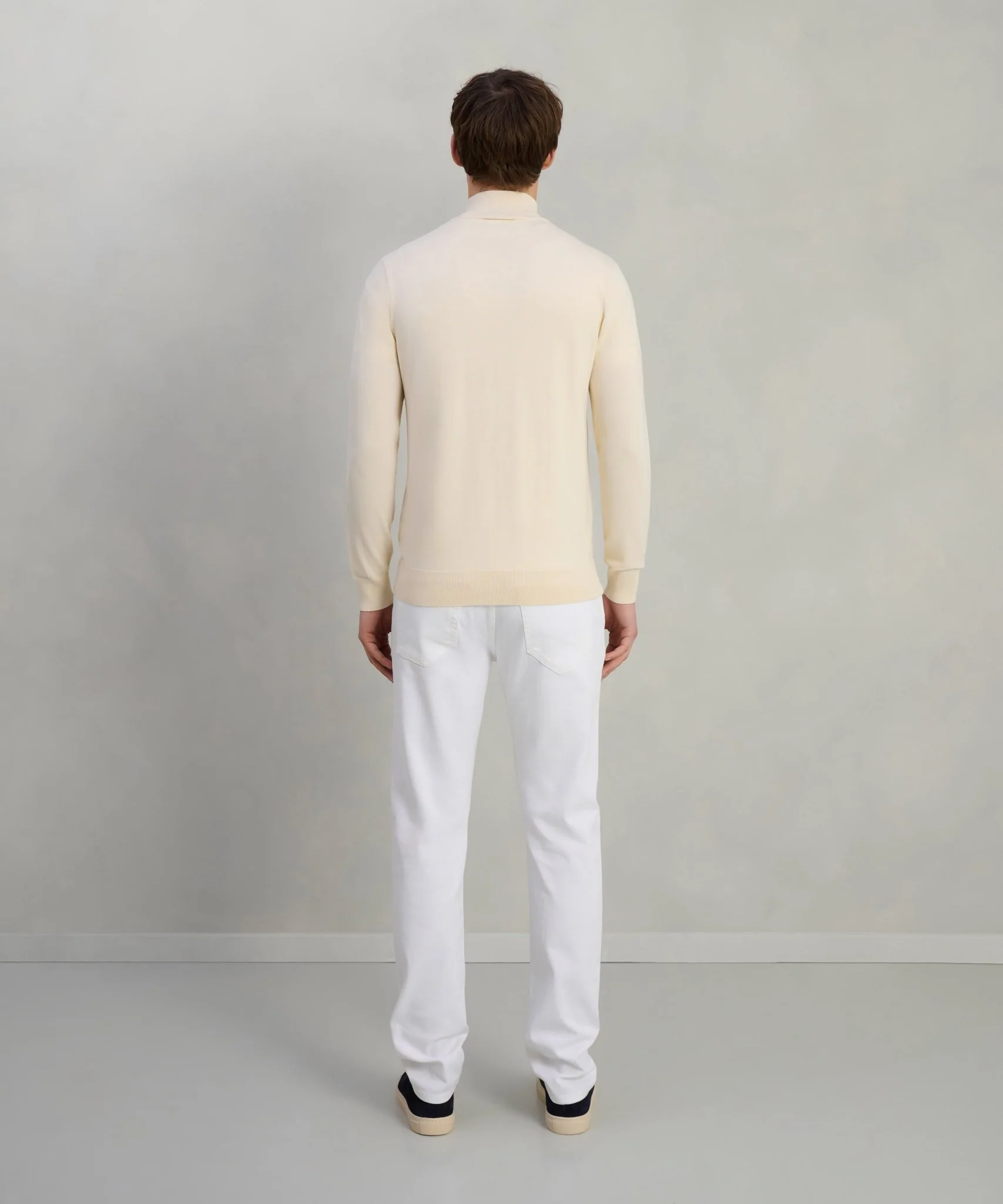 Luxury basic half-zip trui Tencel/katoen/zijde off-white - Image 5