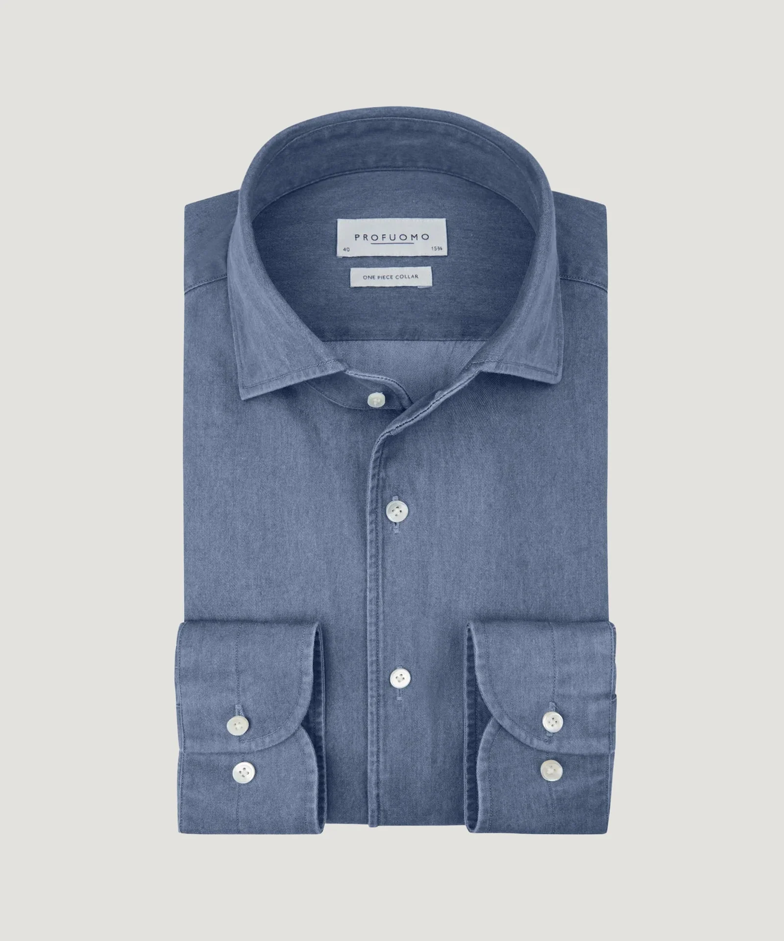 One piece overhemd katoen twill middenblauw