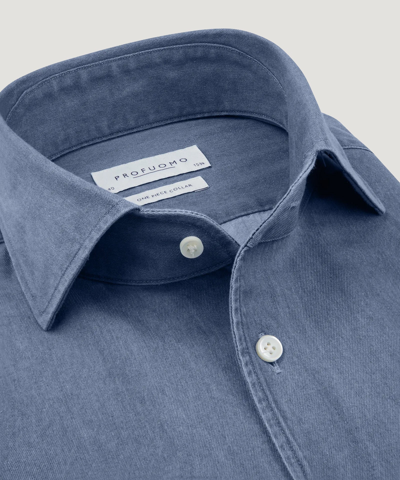 One piece overhemd katoen twill middenblauw - Image 2