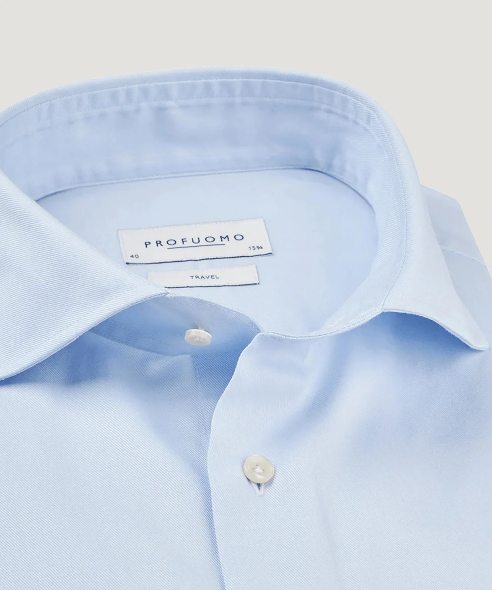 Overhemd travelshirt blauw katoen - Image 2