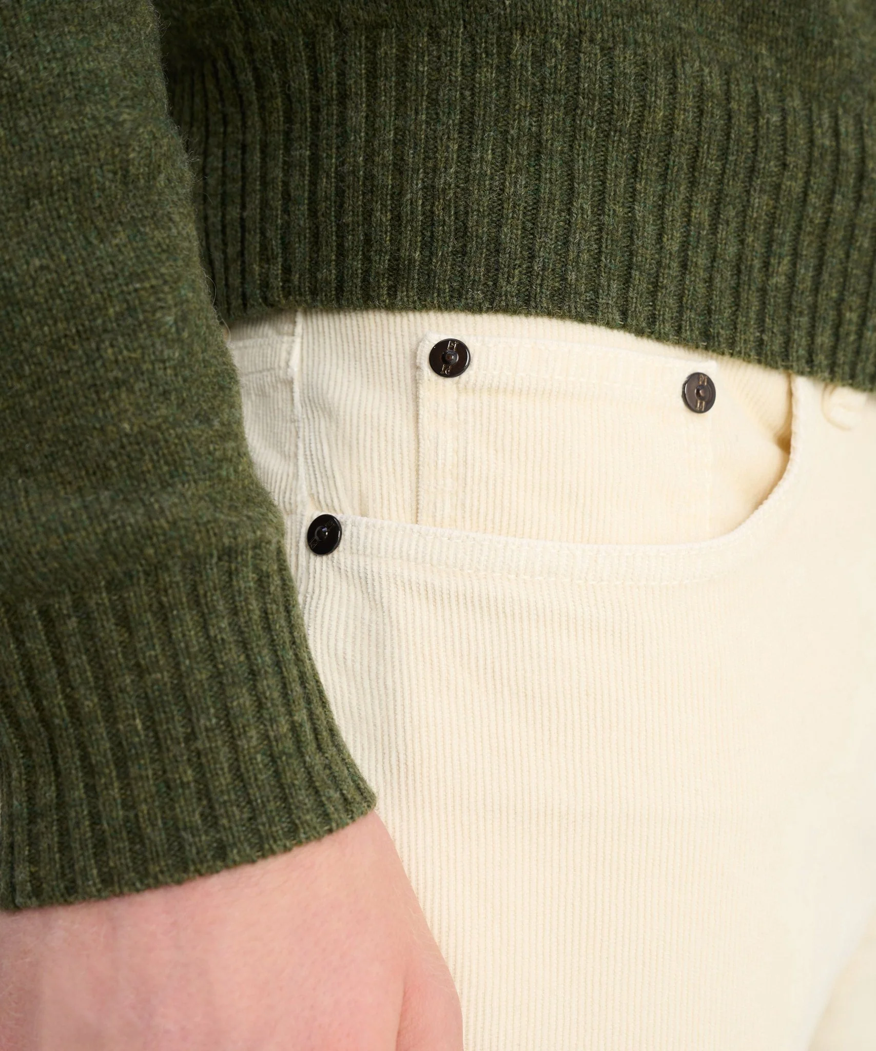 Swing 5-pocket broek katoen ribcord off-white - Image 4
