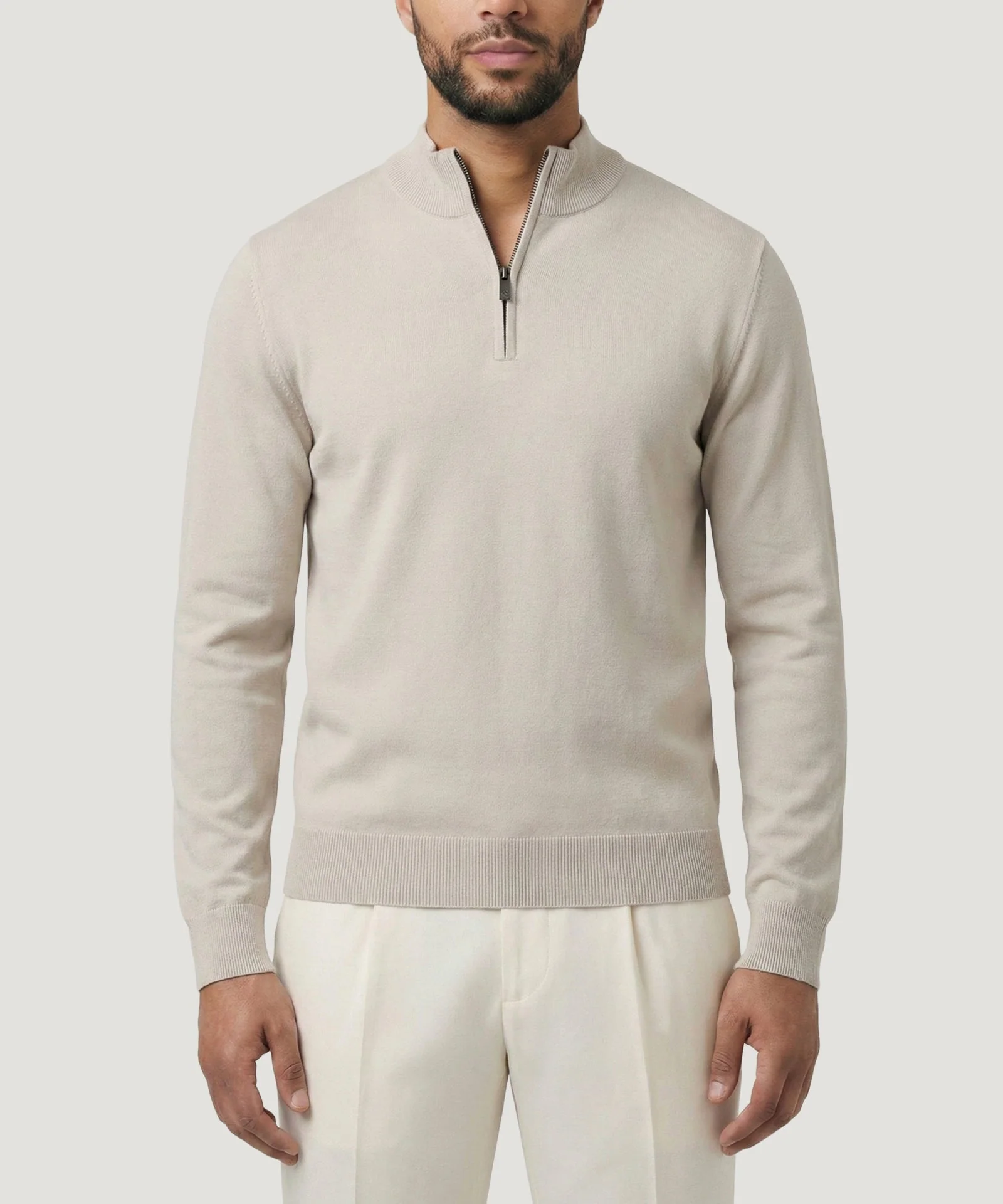 Cool Dry Easy Stretch half-zip trui beige - Image 2