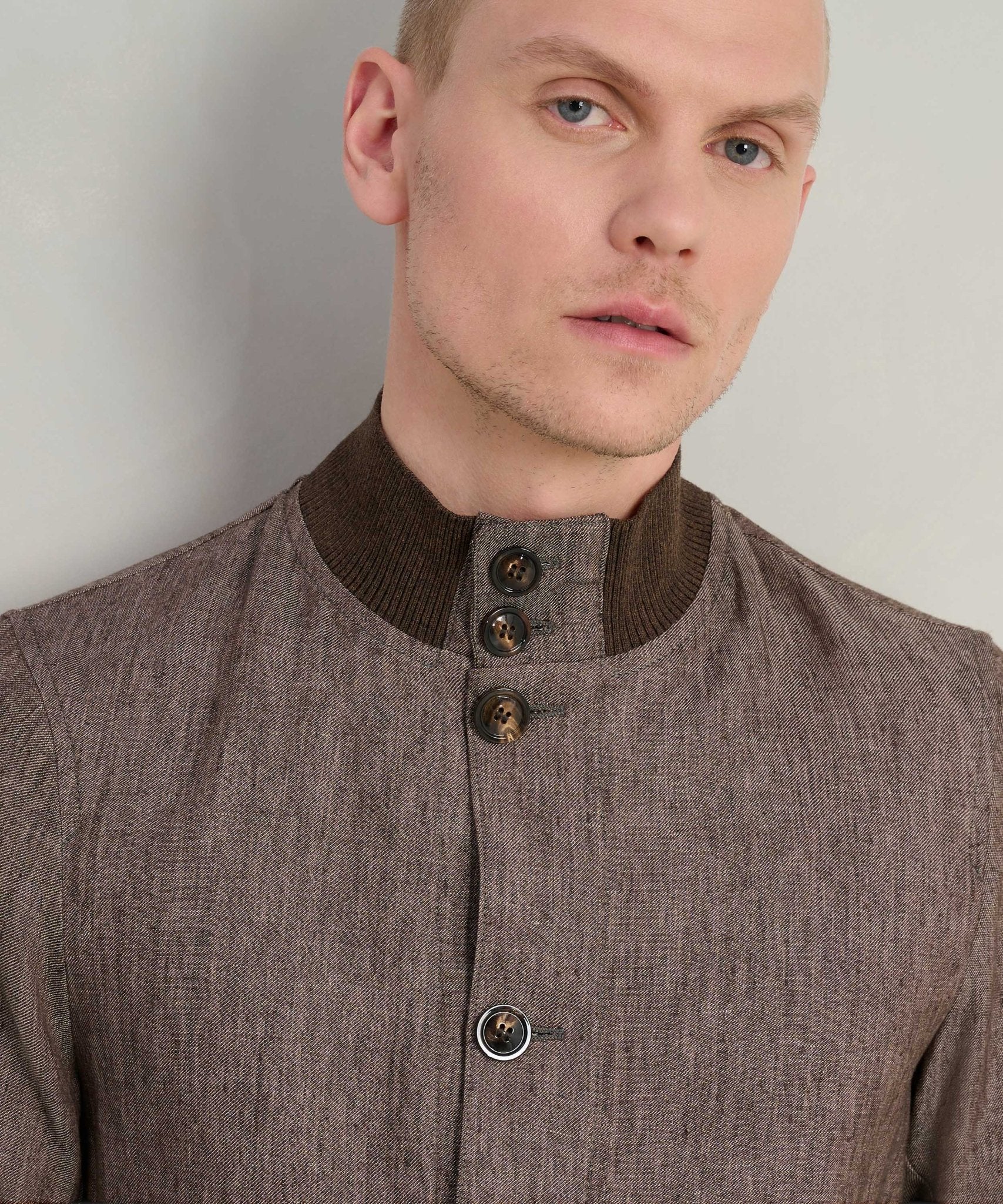 Bomber jacket linnen donkerbruin - Image 4