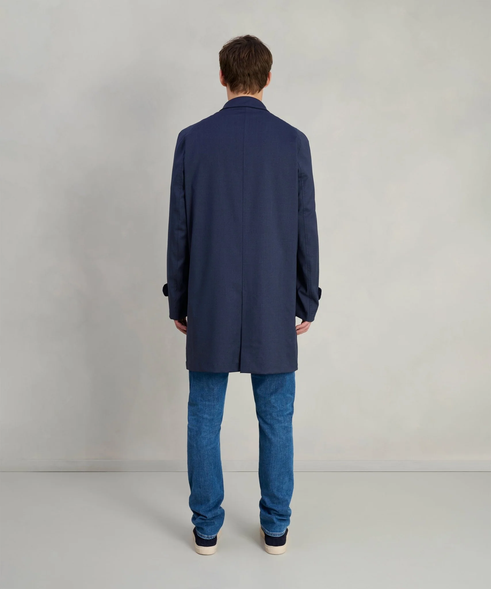 Car coat wol stretch donkerblauw melange (by Reda) - Image 5