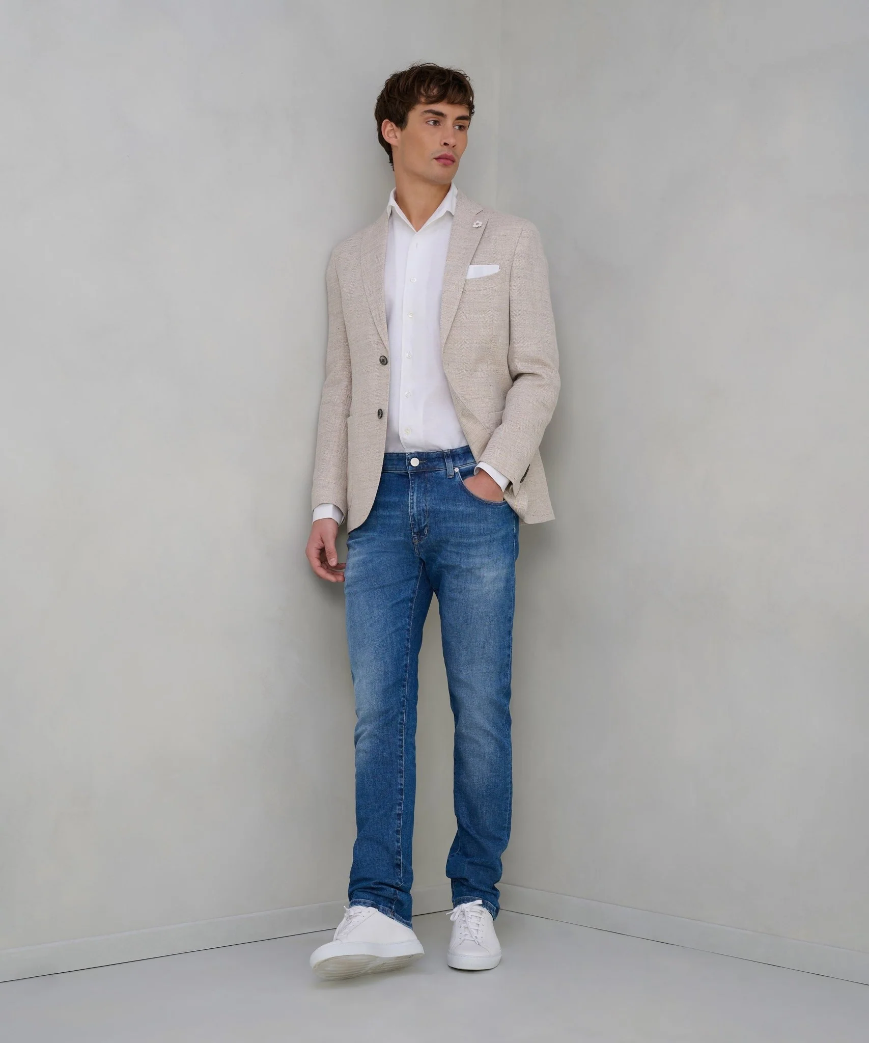Colbert wol/linnen Drago beige visgraat - Image 3