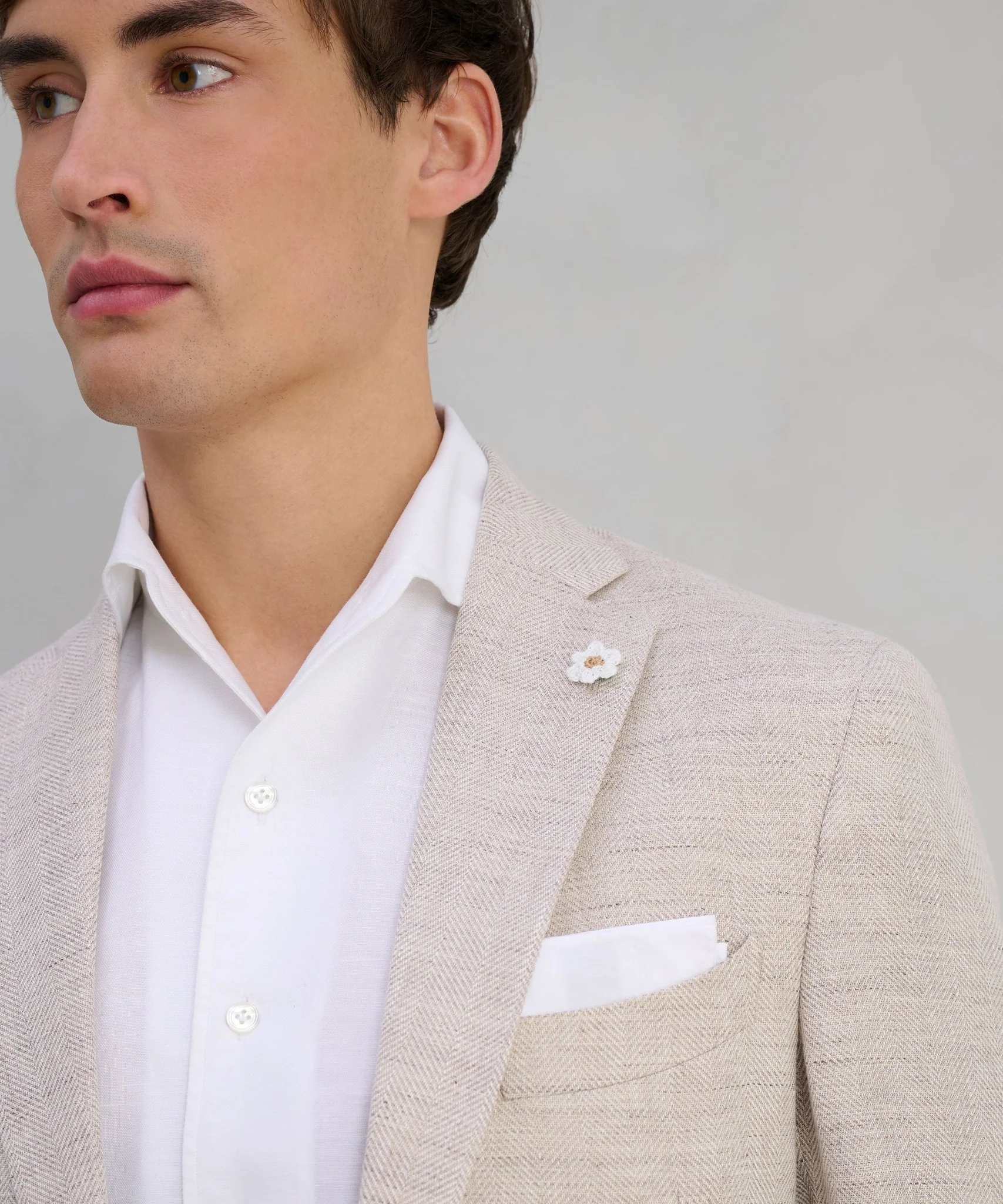 Colbert wol/linnen Drago beige visgraat - Image 4