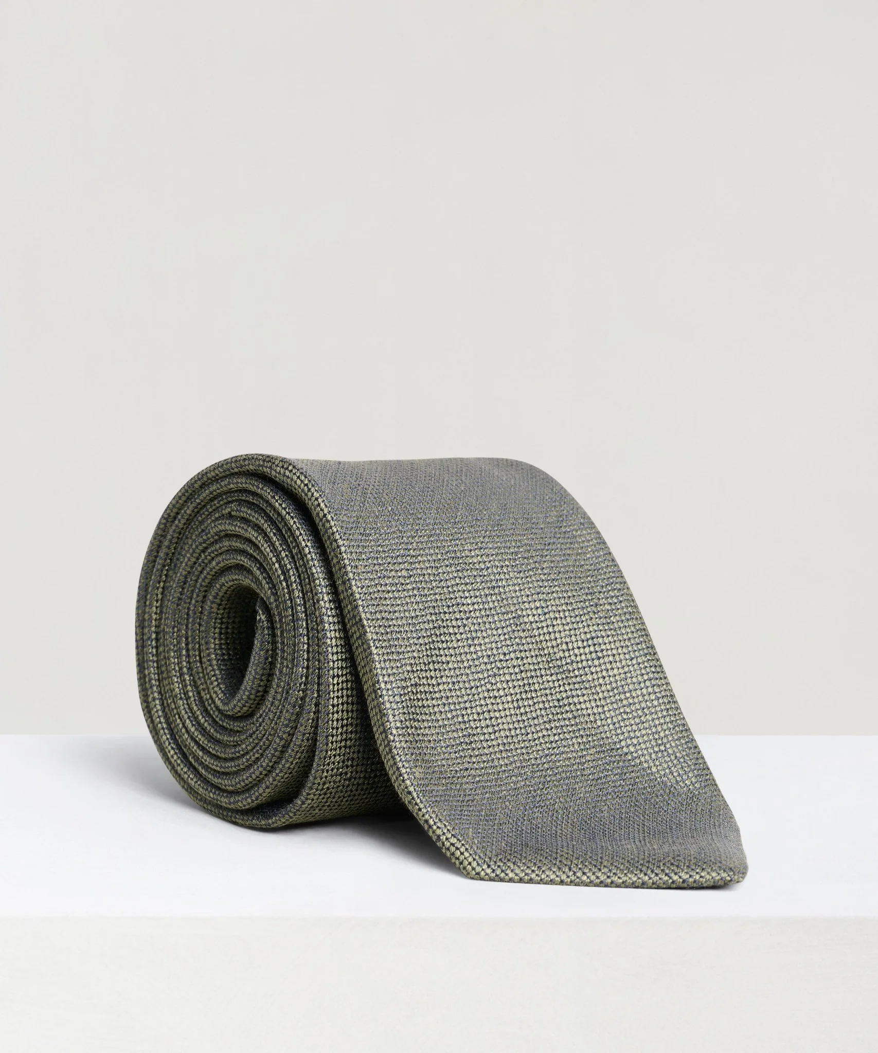 Das basket weave zijde/linnen groen
