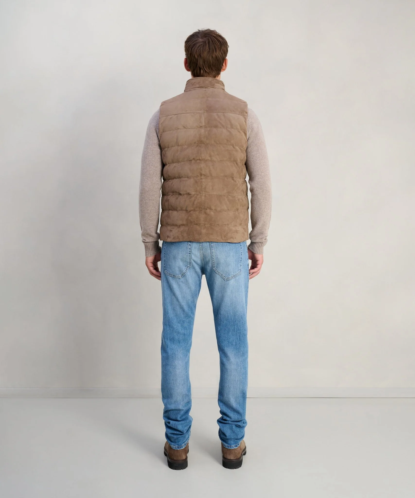 Gewatteerde bodywarmer suède bruin - Image 5