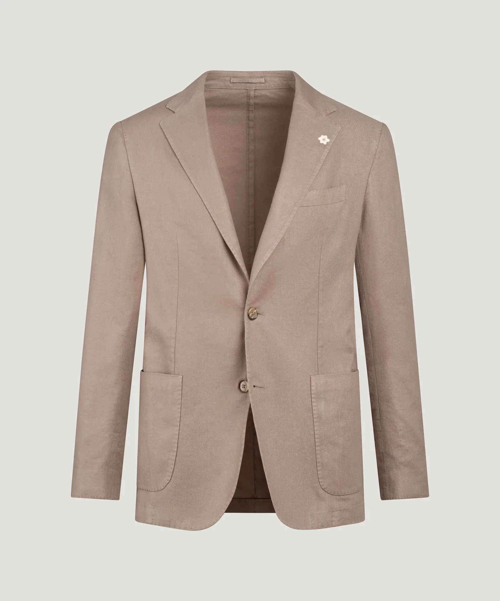 Colbert garment-dyed linnen/katoen twill taupe