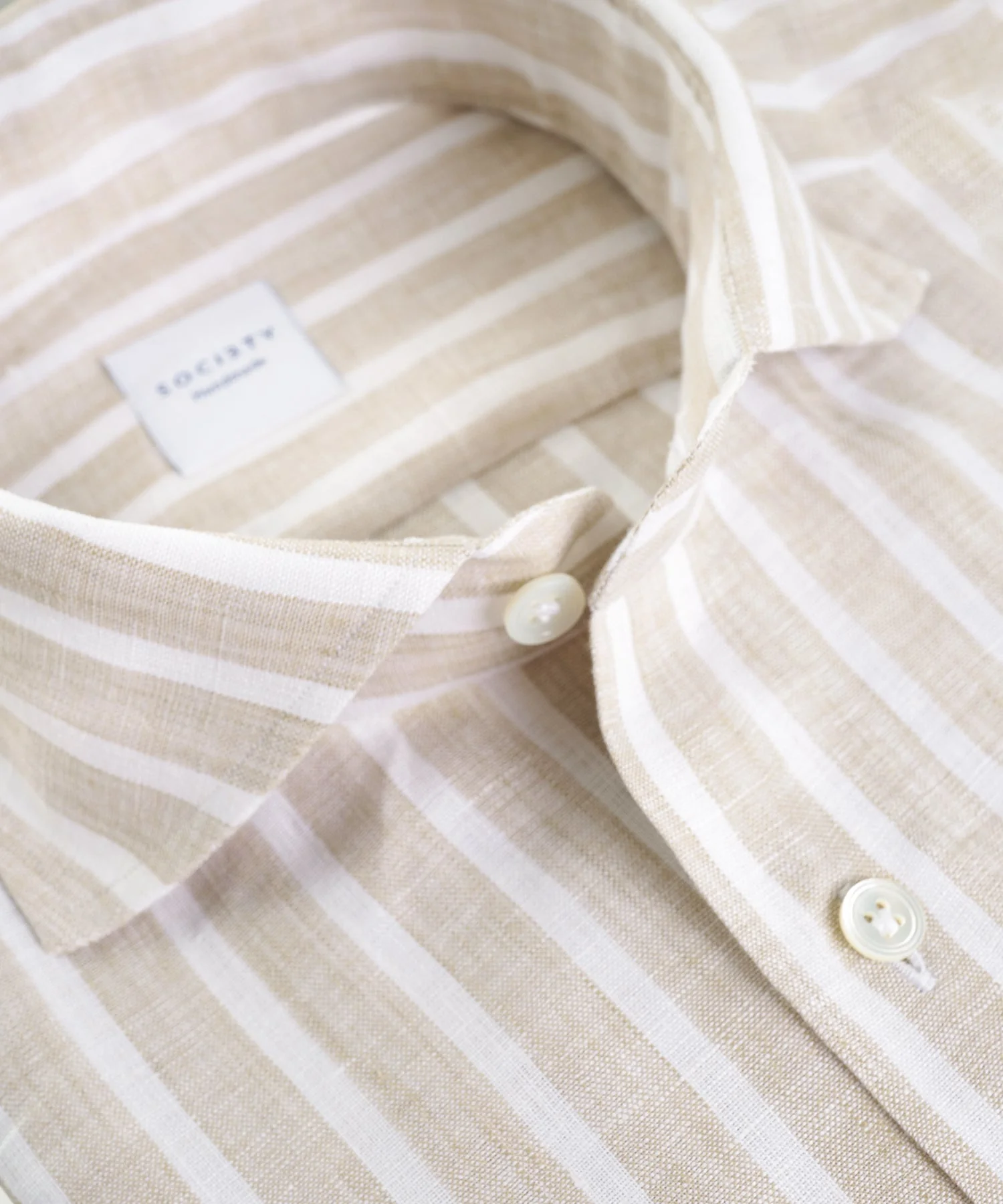 Overhemd linnen beige gestreept - Image 6