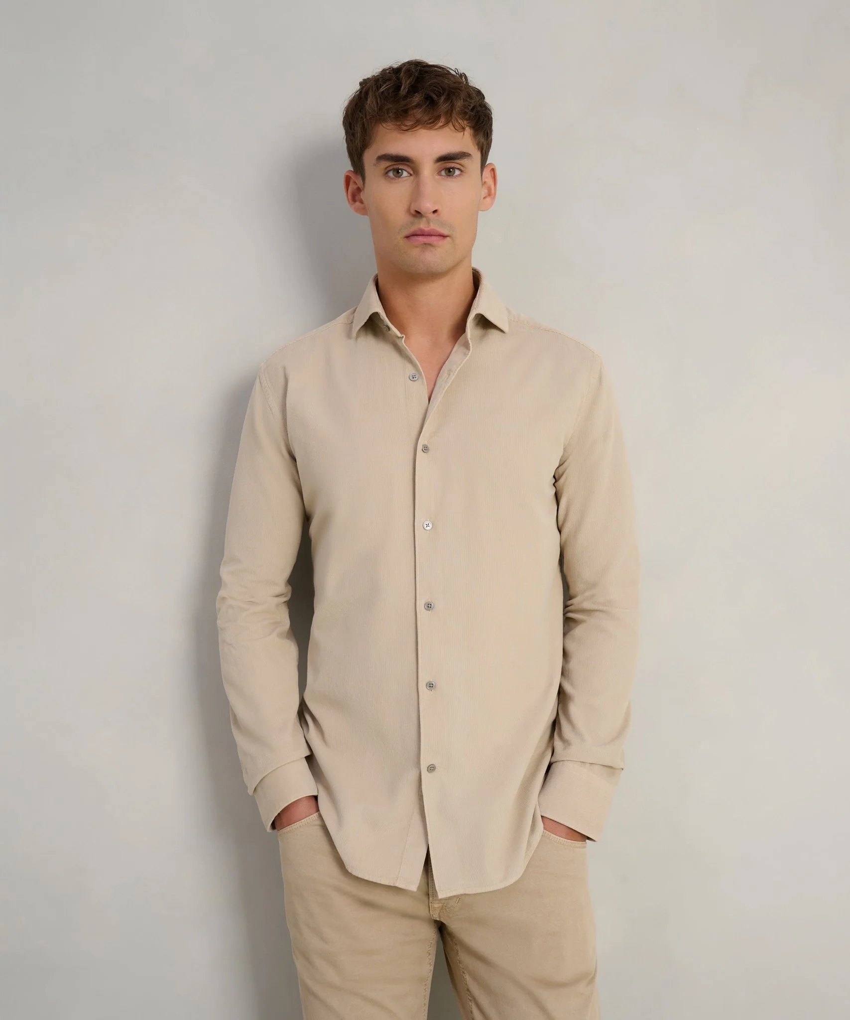 Overhemd gewassen corduroy beige - Image 3