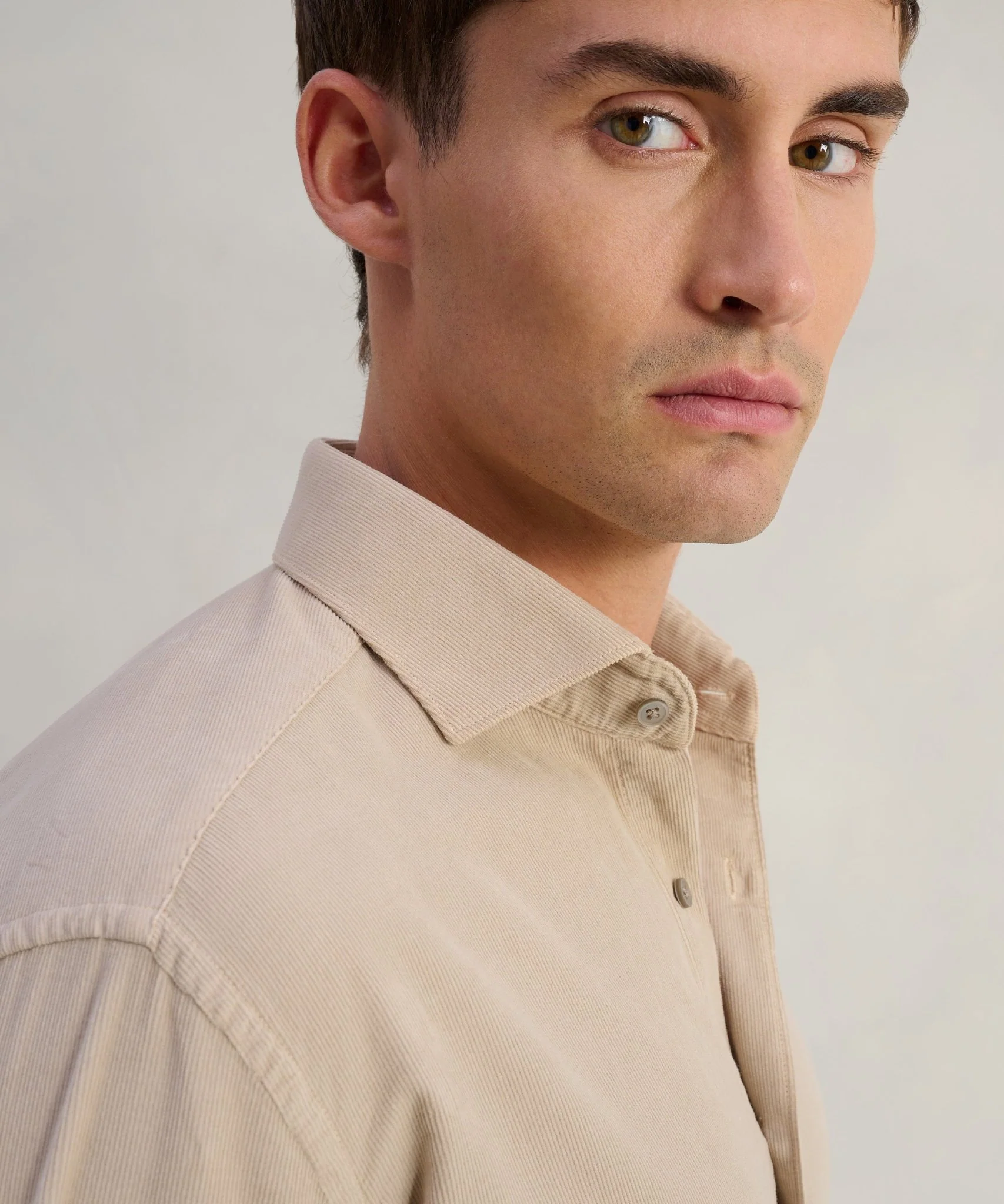 Overhemd gewassen corduroy beige - Image 4