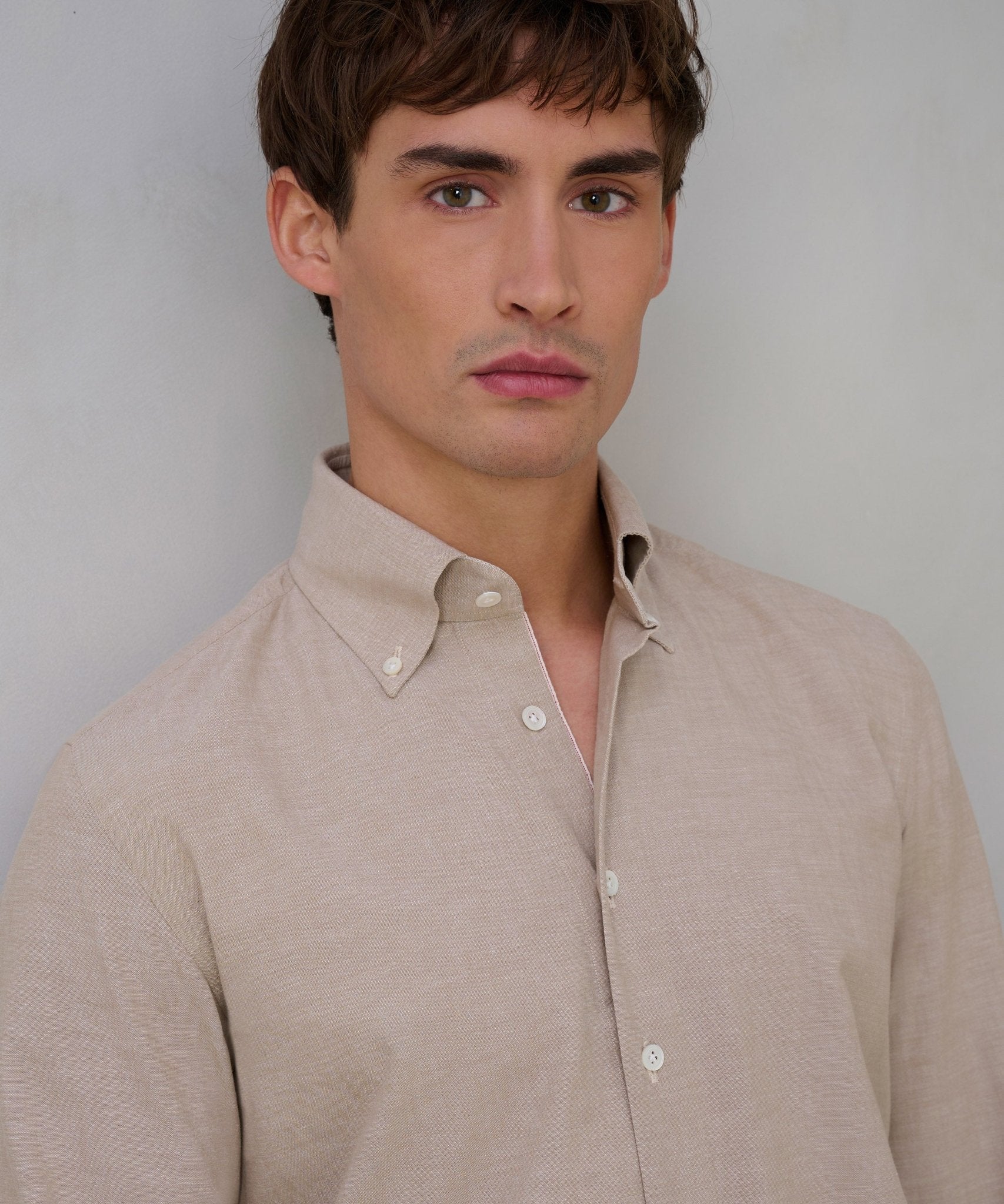 Overhemd Japanese selvedge denim chambray beige - Image 4