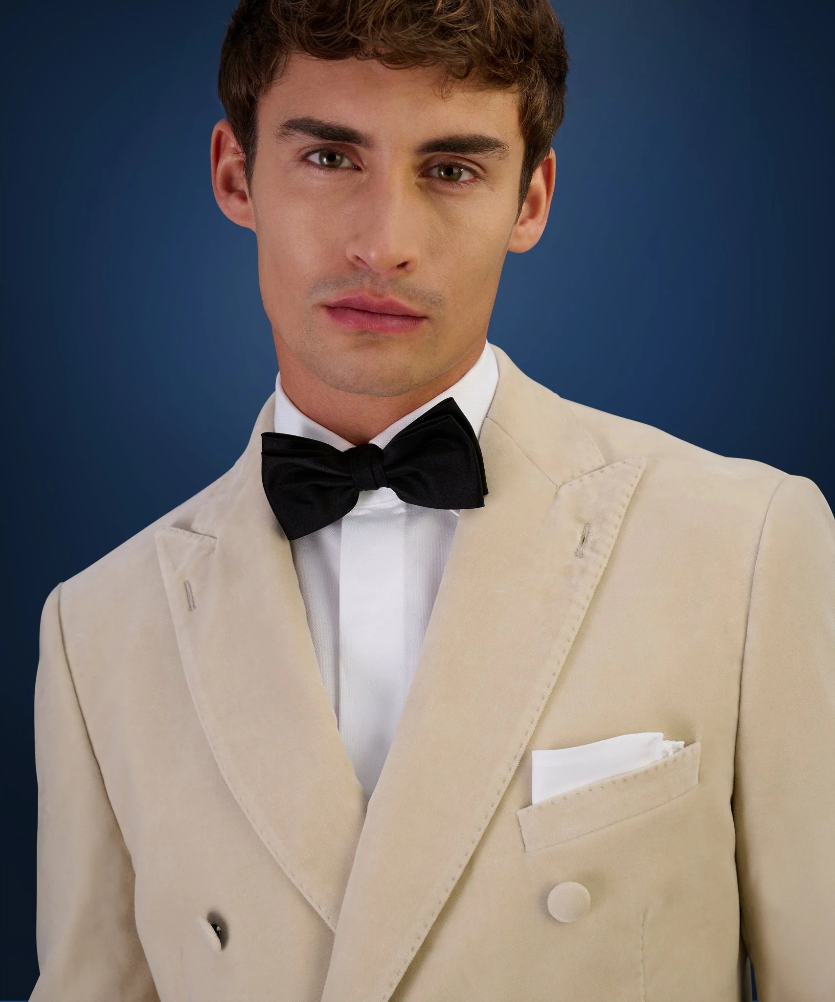 Double-breasted dinner jacket velvet stretch beige (woven by Pontoglio) - Image 4