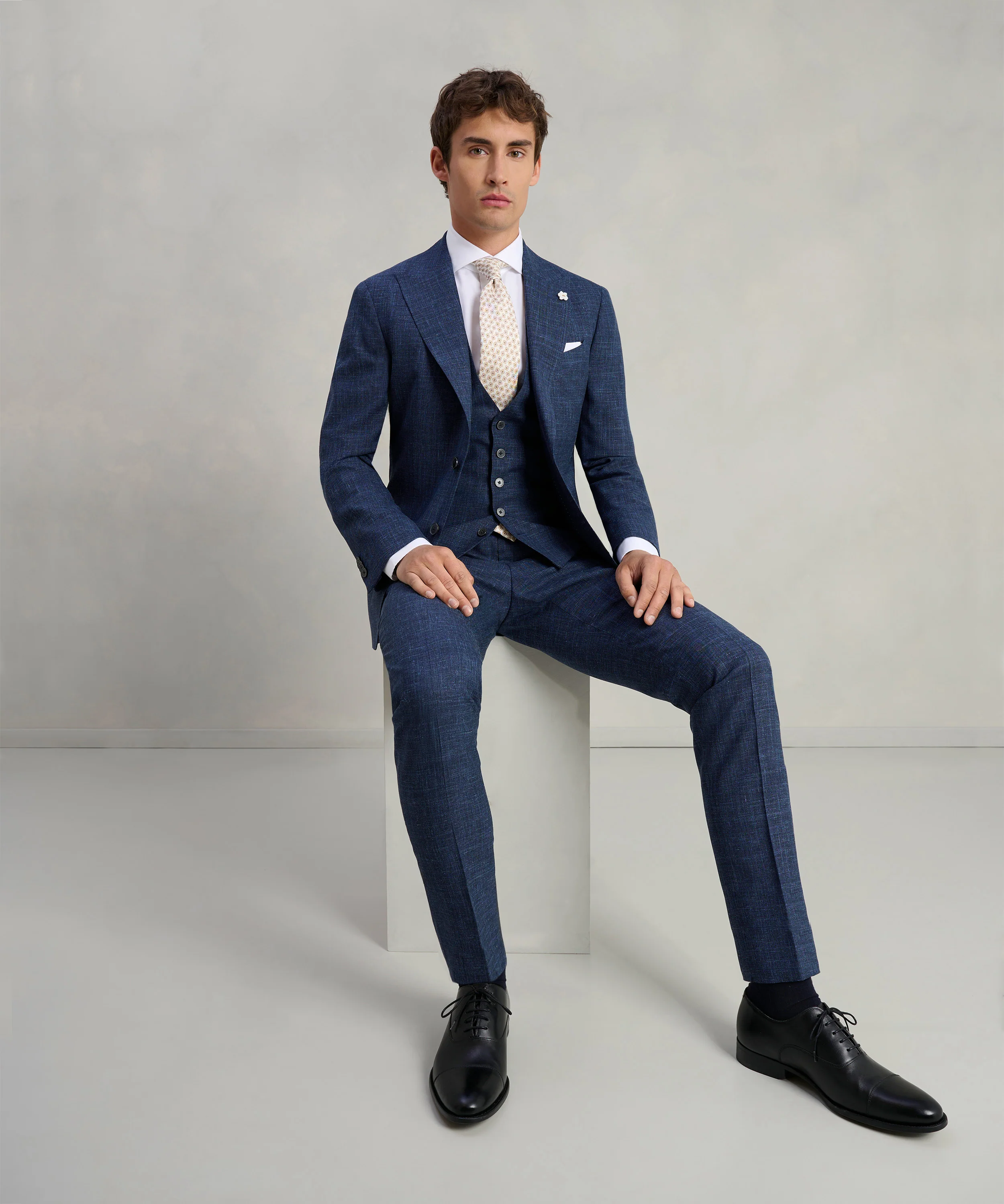 Driedelig pak wol/zijde/linnen donkerblauw (SUMMERTIME by Loro Piana) - Image 4