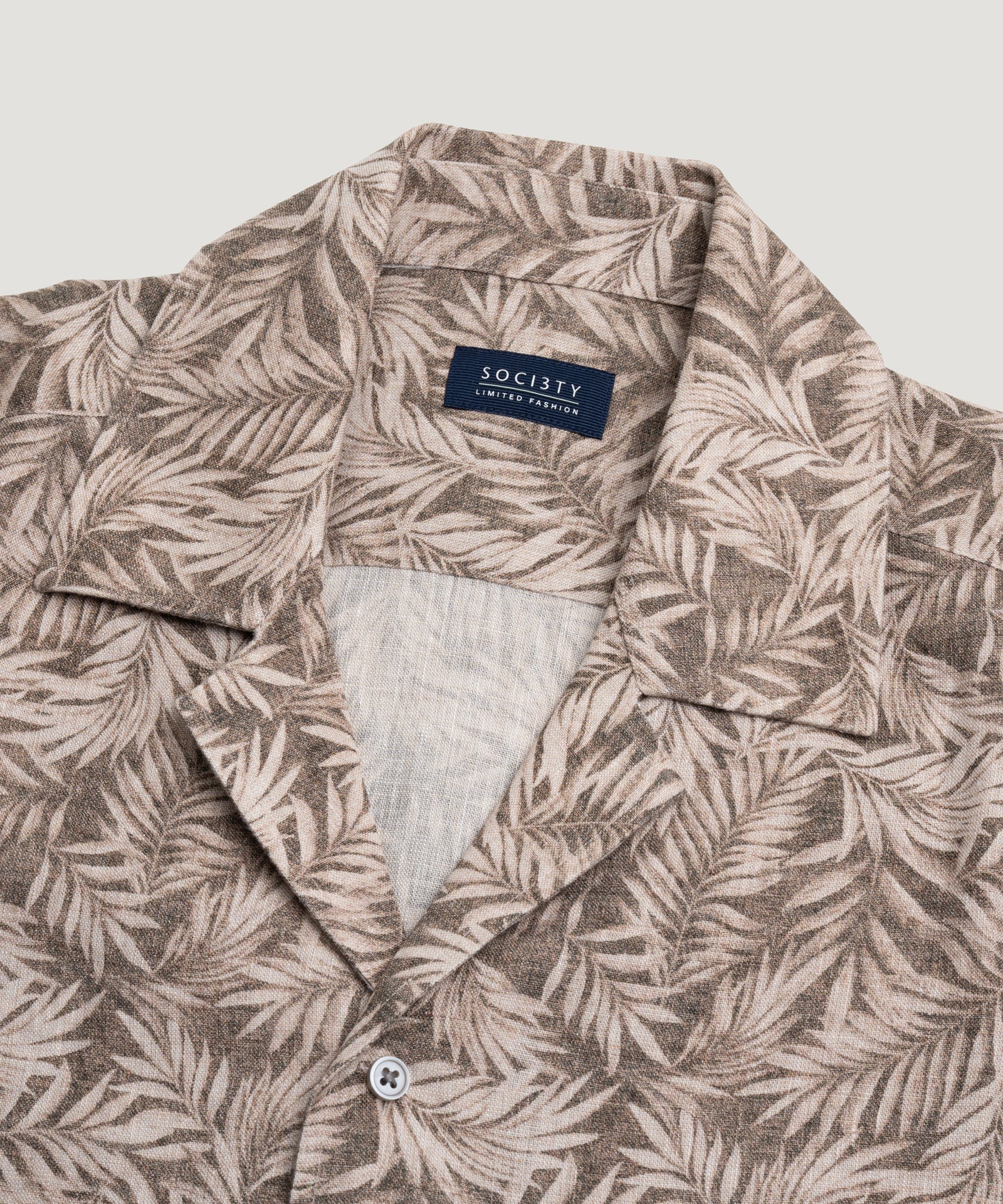Camp shirt palm print linnen bruin - Image 3