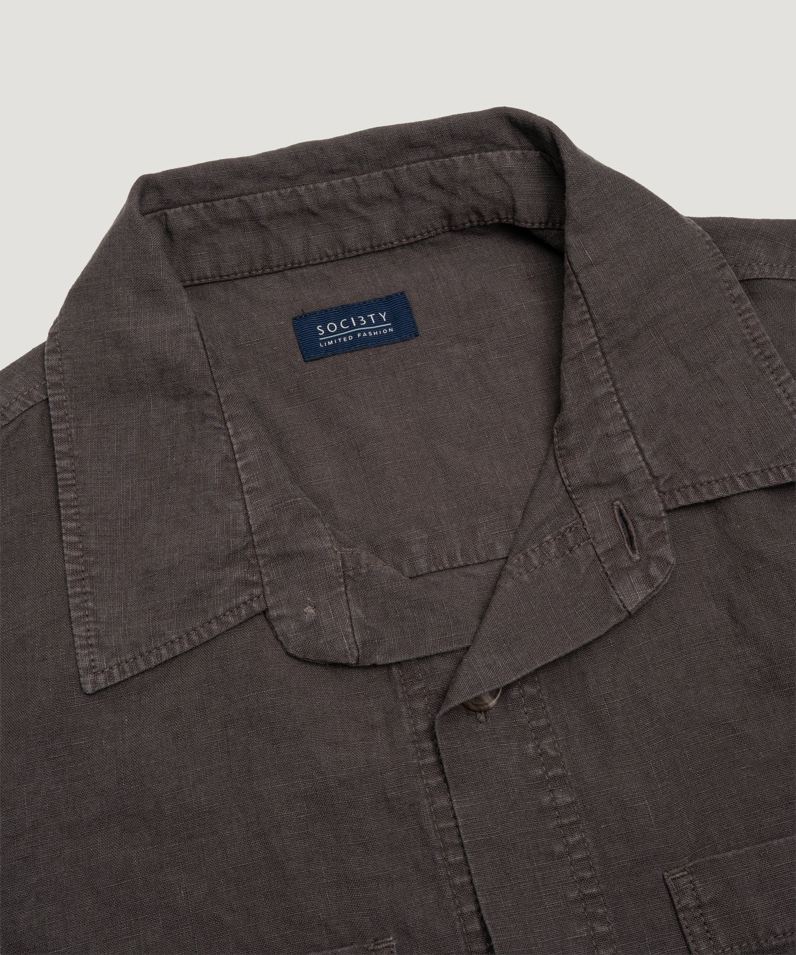 Coimbra overshirt gewassen linnen donkerbruin - Image 3