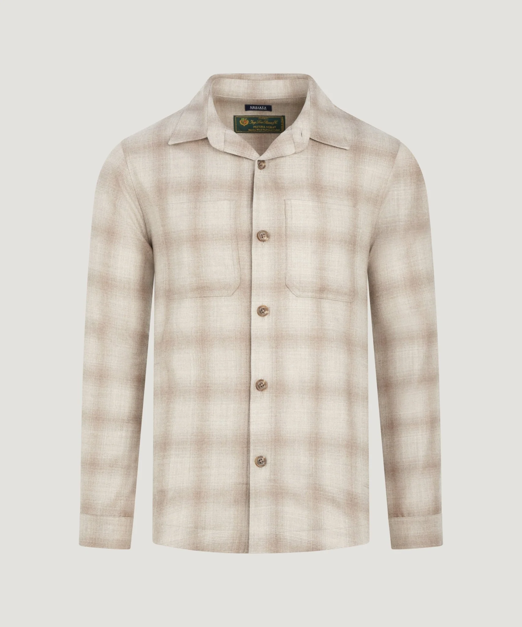 Coimbra overshirt wol beige geruit