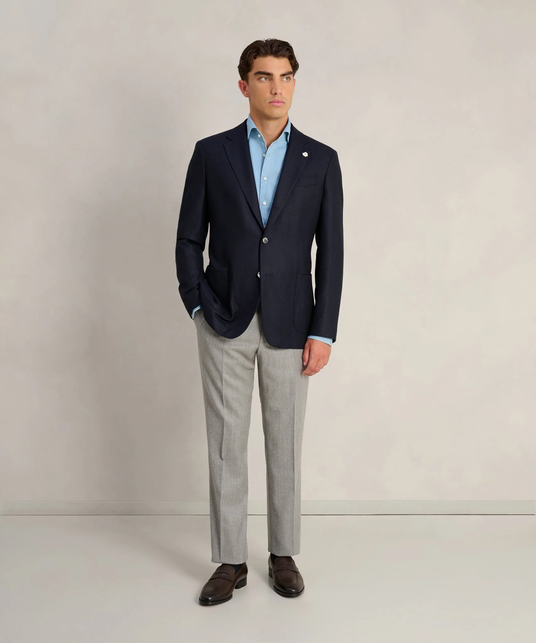 Colbert wol/kasjmier donkerblauw - Image 2