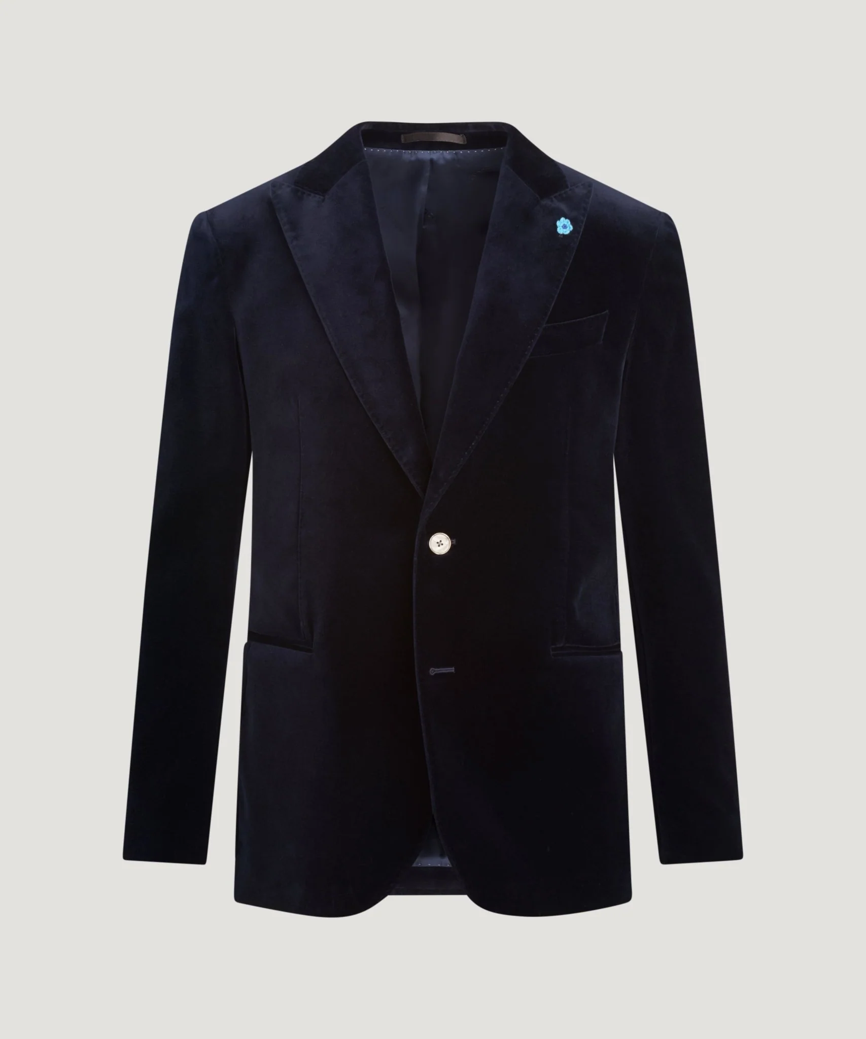 Dinner jacket velvet stretch donkerblauw