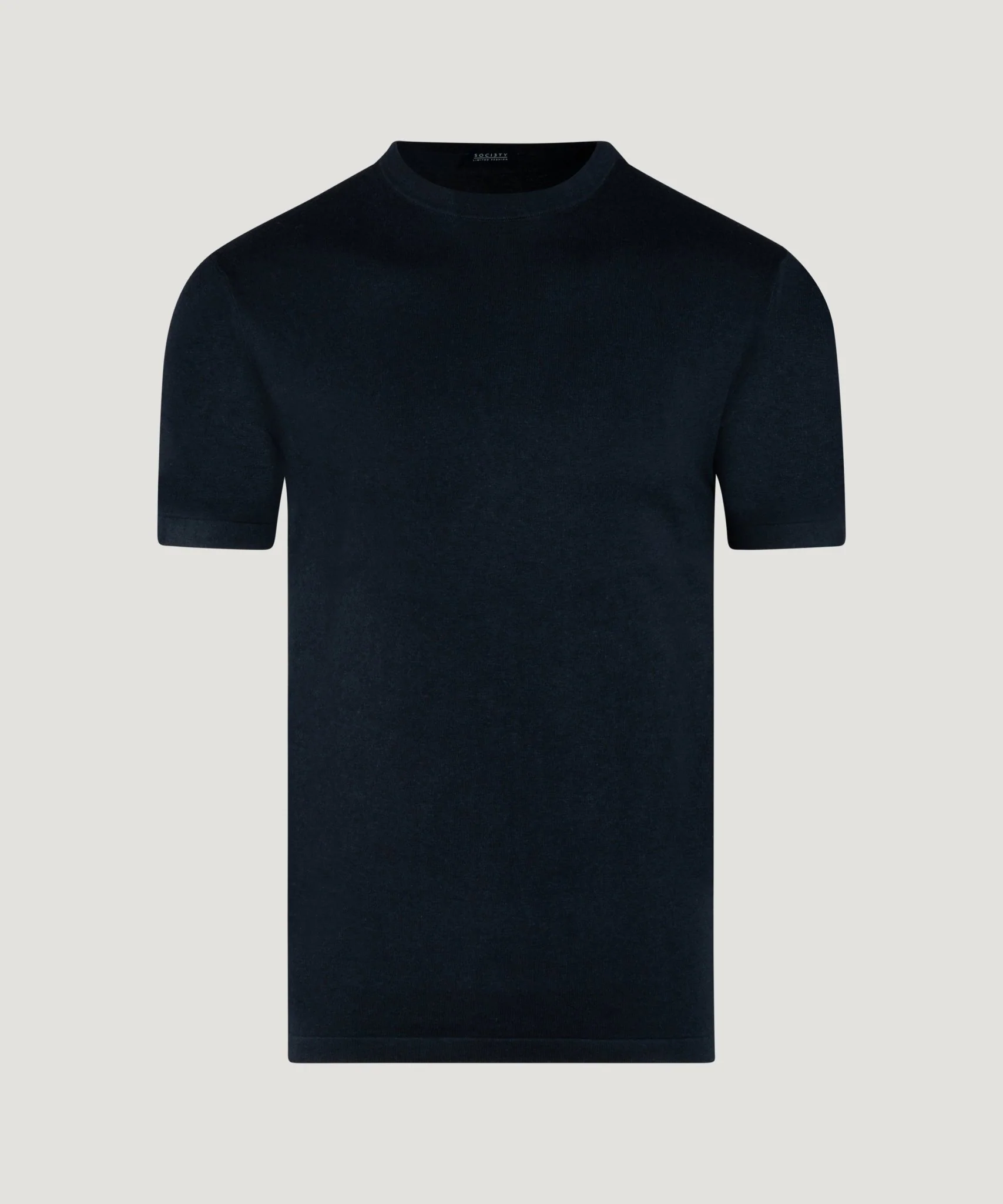 Knitted T-shirt katoen/zijde/kasjmier donkerblauw