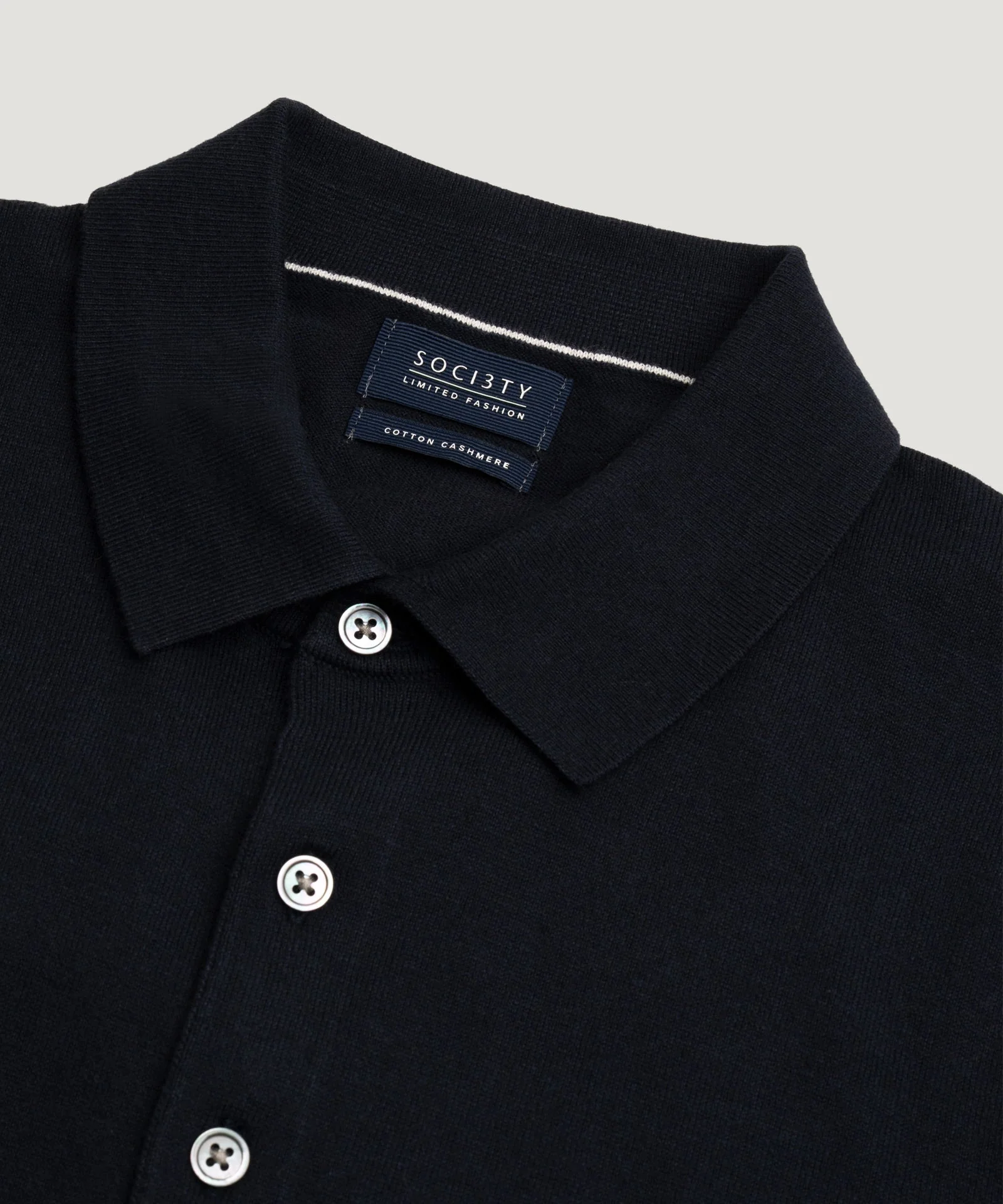 Long sleeve polo Cotton Cashmere donkerblauw - Image 3