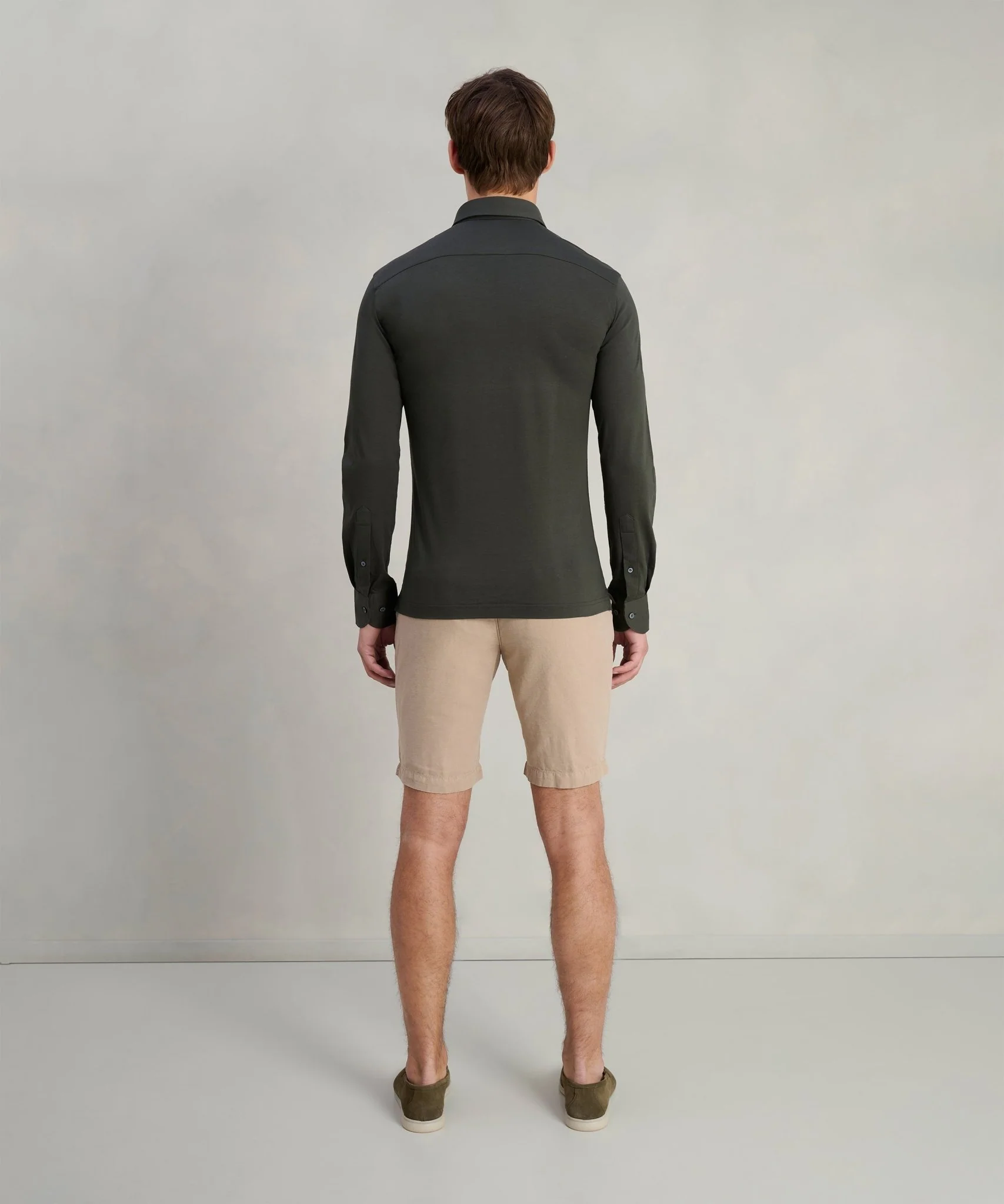 Long sleeve poloshirt mercerized cotton donkergroen - Image 5