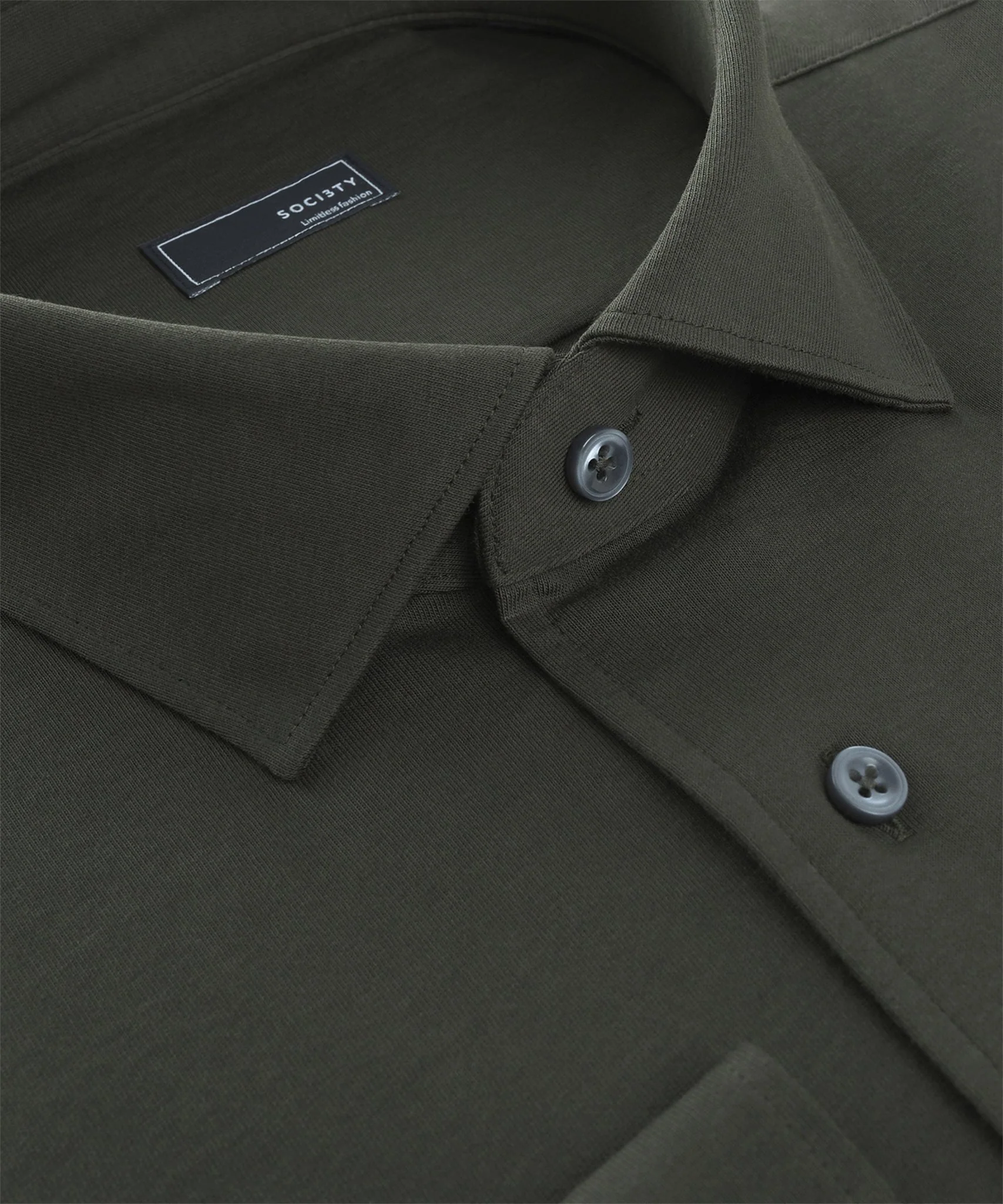 Long sleeve poloshirt mercerized cotton donkergroen - Image 6