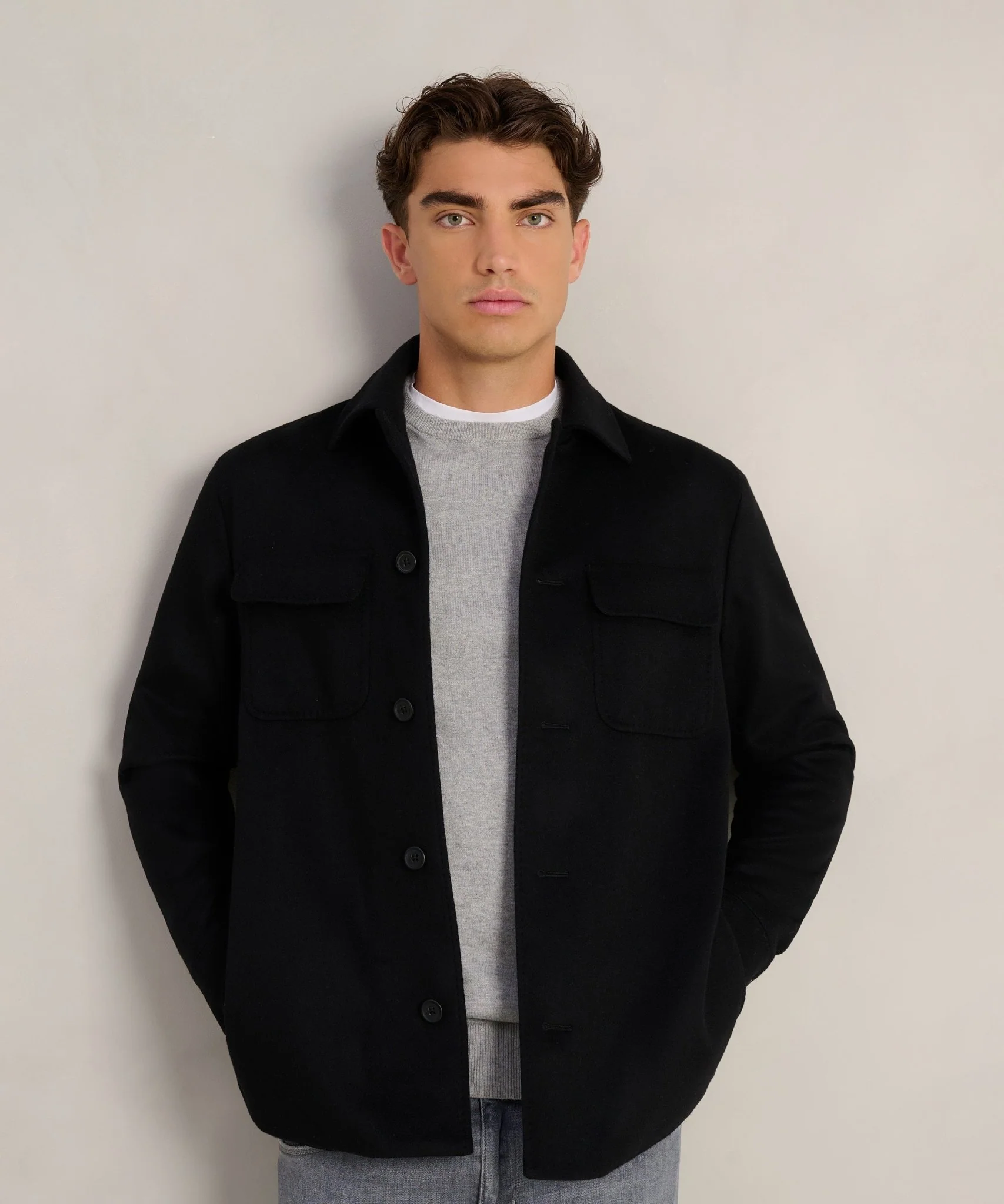 Overshirt wol/kasjmier zwart - Image 3