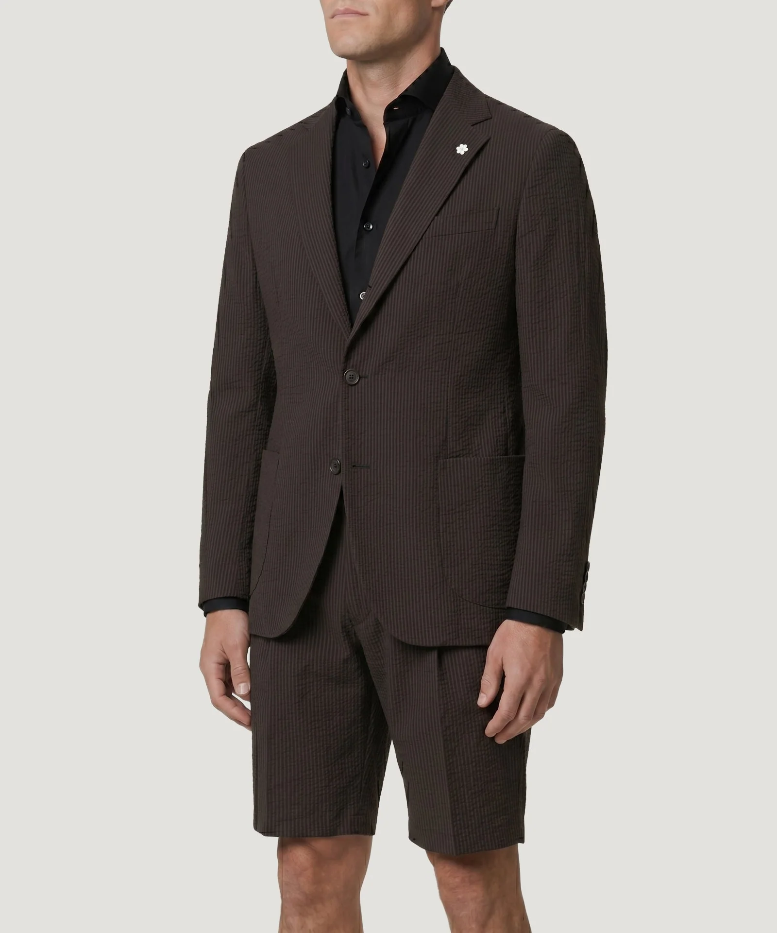 Pak met shorts LIGHTEST seersucker wol/zijde donkerbruin - Image 2