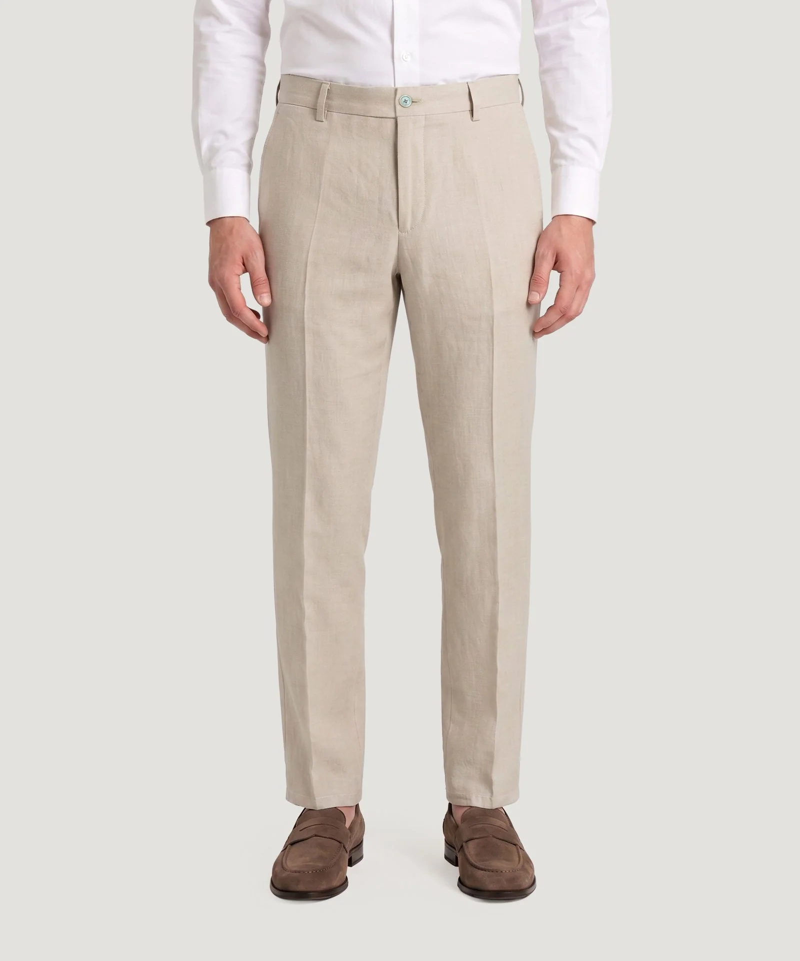 Pantalon gewassen linnen beige - Image 2