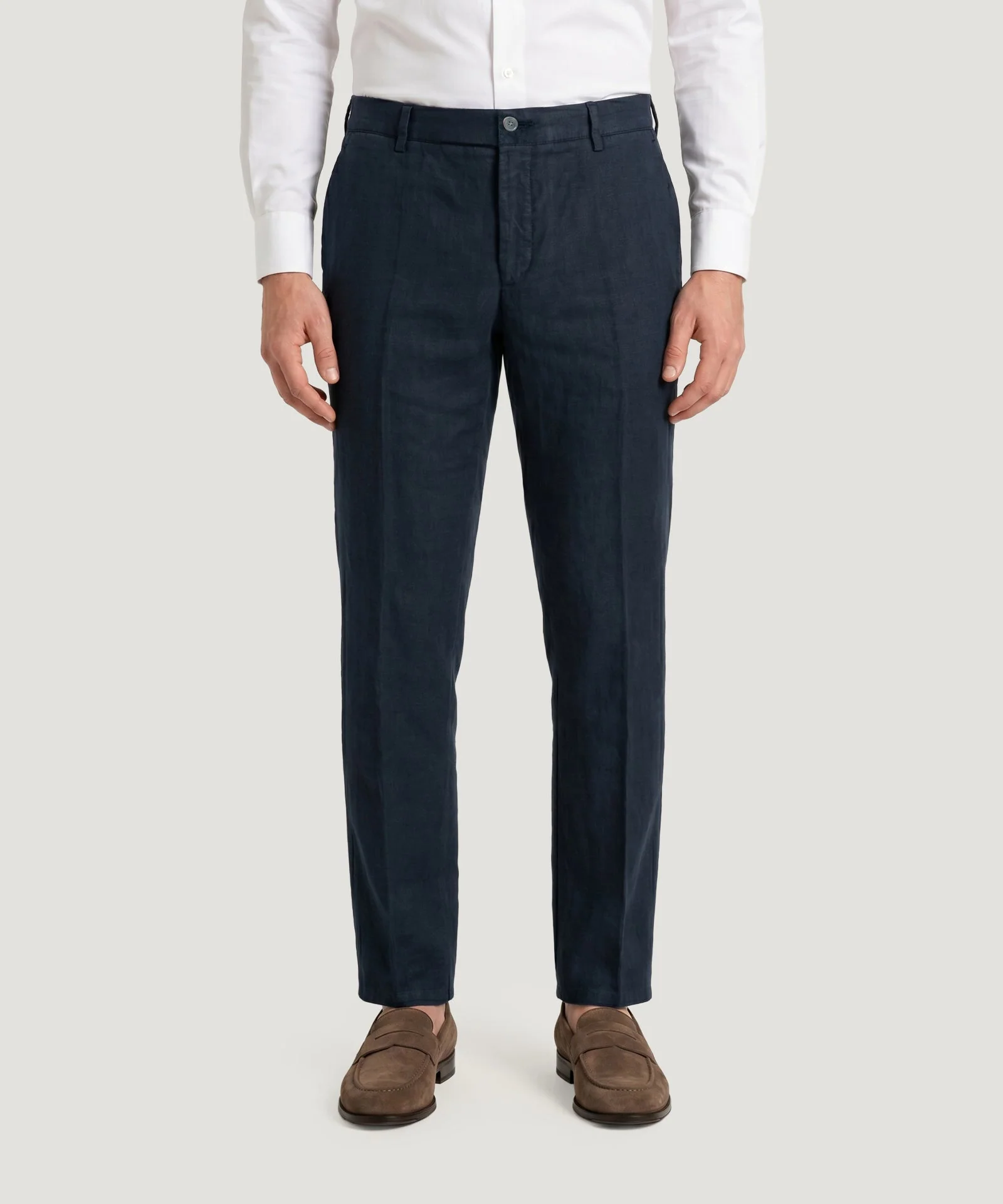 Pantalon gewassen linnen donkerblauw - Image 2