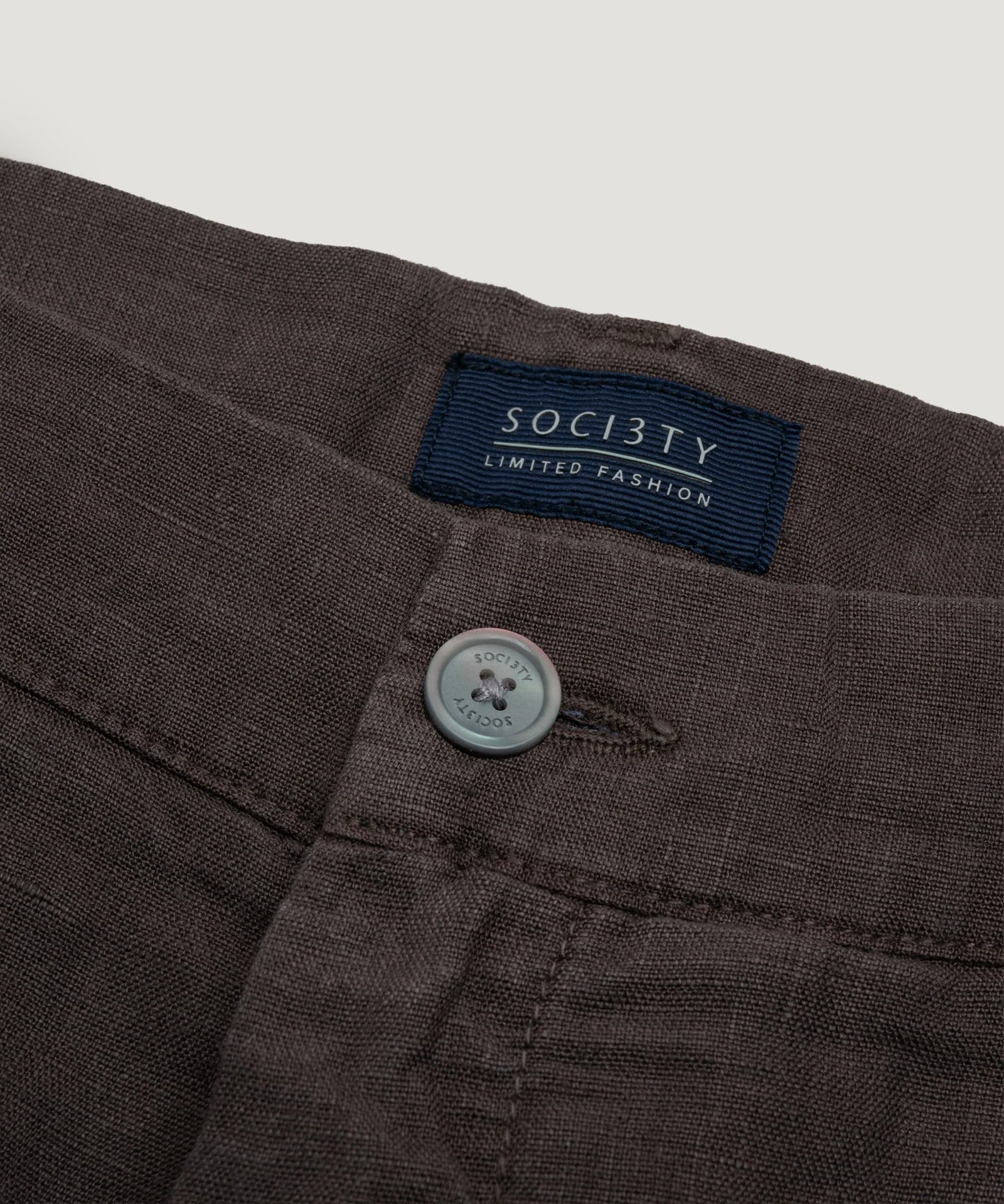 Pantalon gewassen linnen donkerbruin - Image 2
