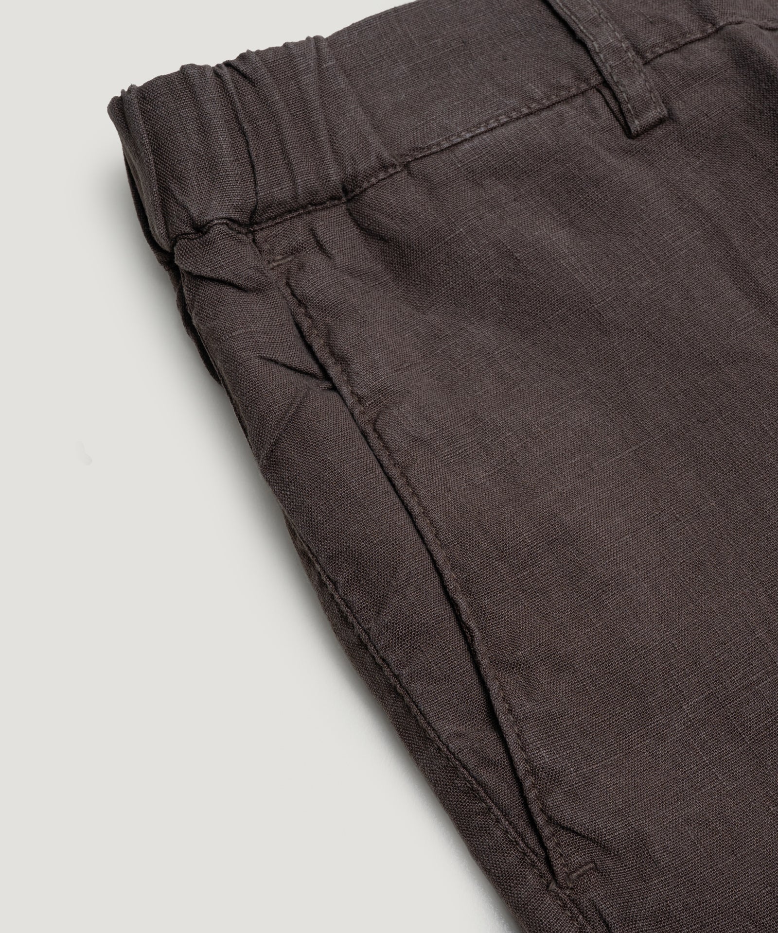Pantalon gewassen linnen donkerbruin - Image 3
