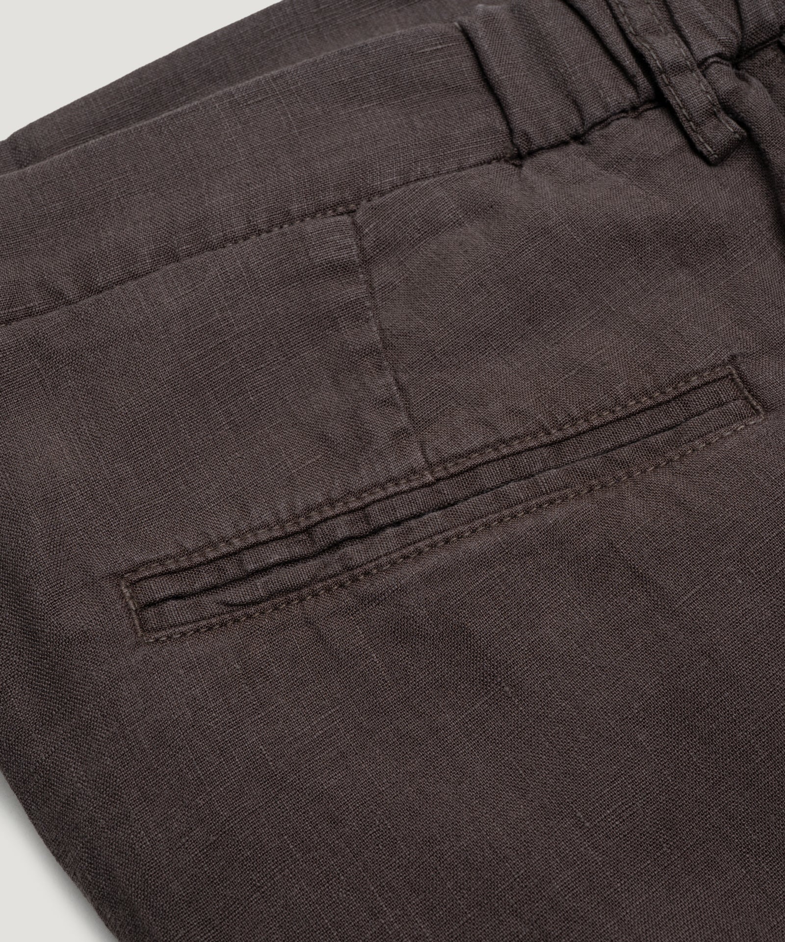 Pantalon gewassen linnen donkerbruin - Image 4