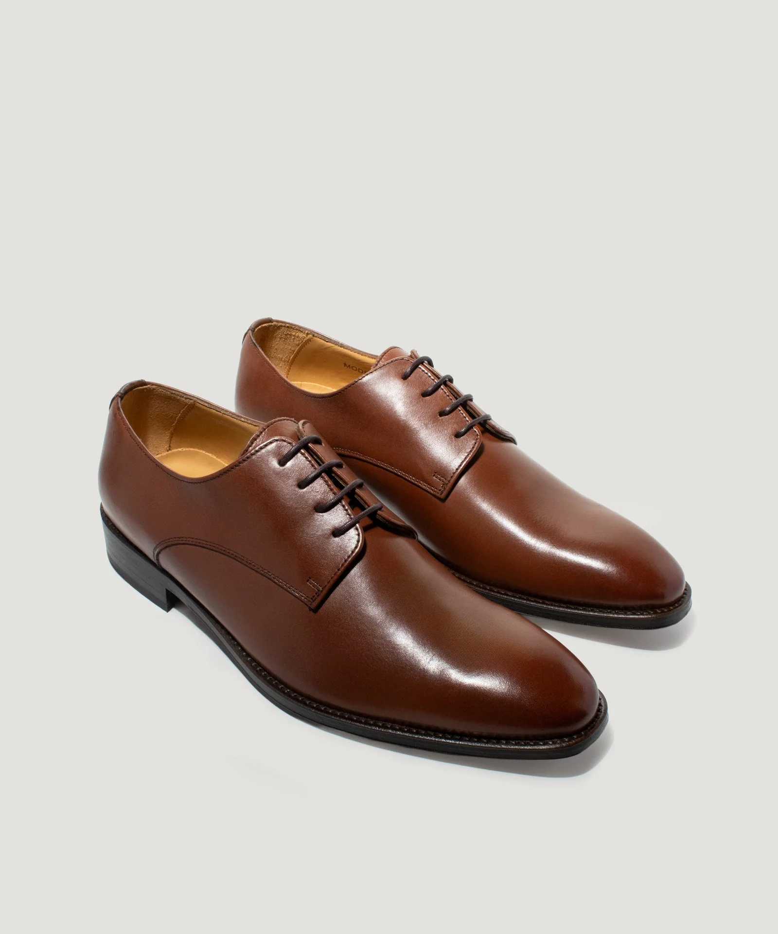 Plain toe derby veterschoen kalfsleer cognac - Image 3