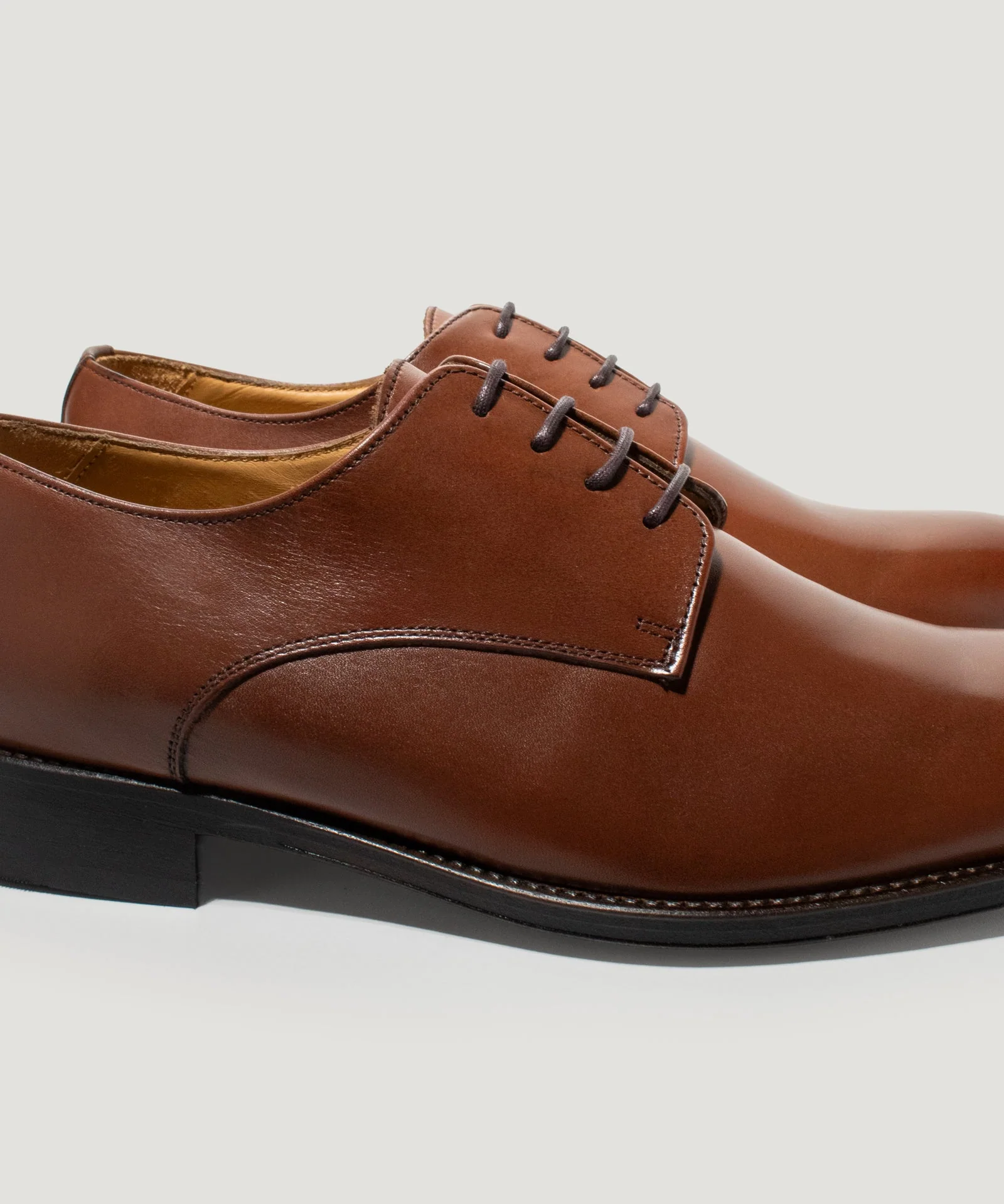 Plain toe derby veterschoen kalfsleer cognac - Image 5
