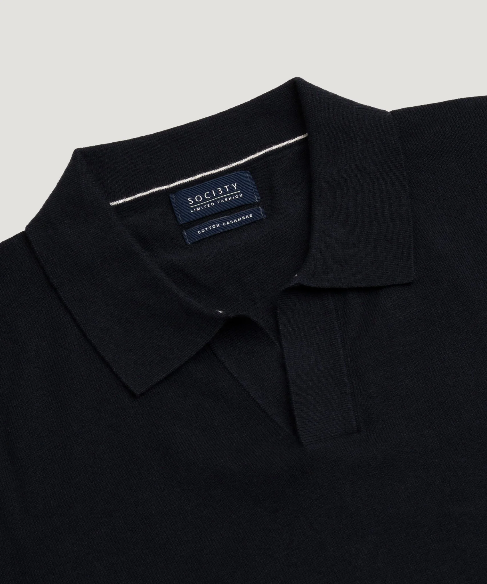 Riva buttonless long sleeve polo Cotton Cashmere donkerblauw - Image 4