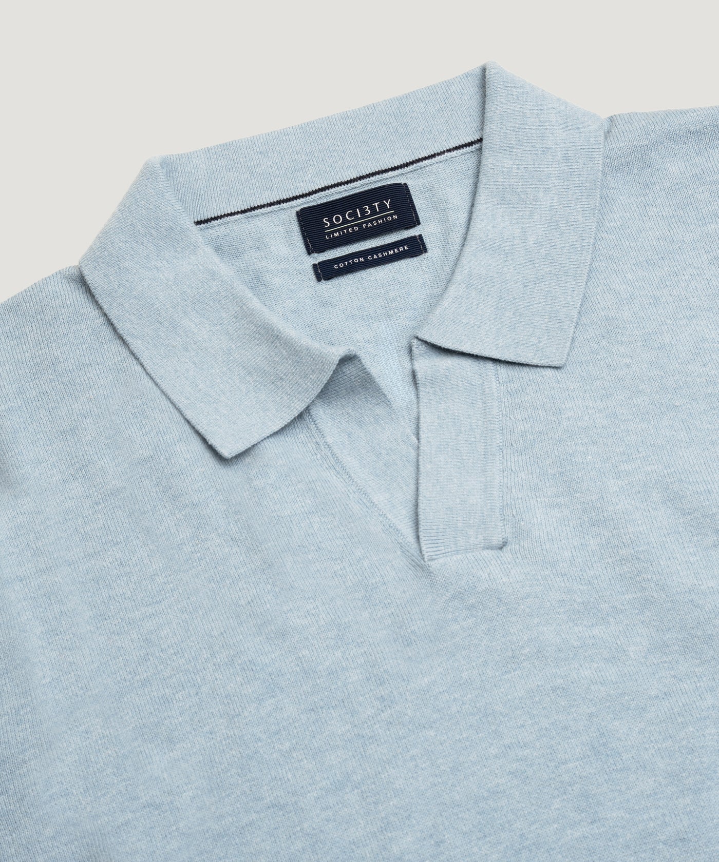 Riva buttonless long sleeve polo Cotton Cashmere lichtblauw - Image 3