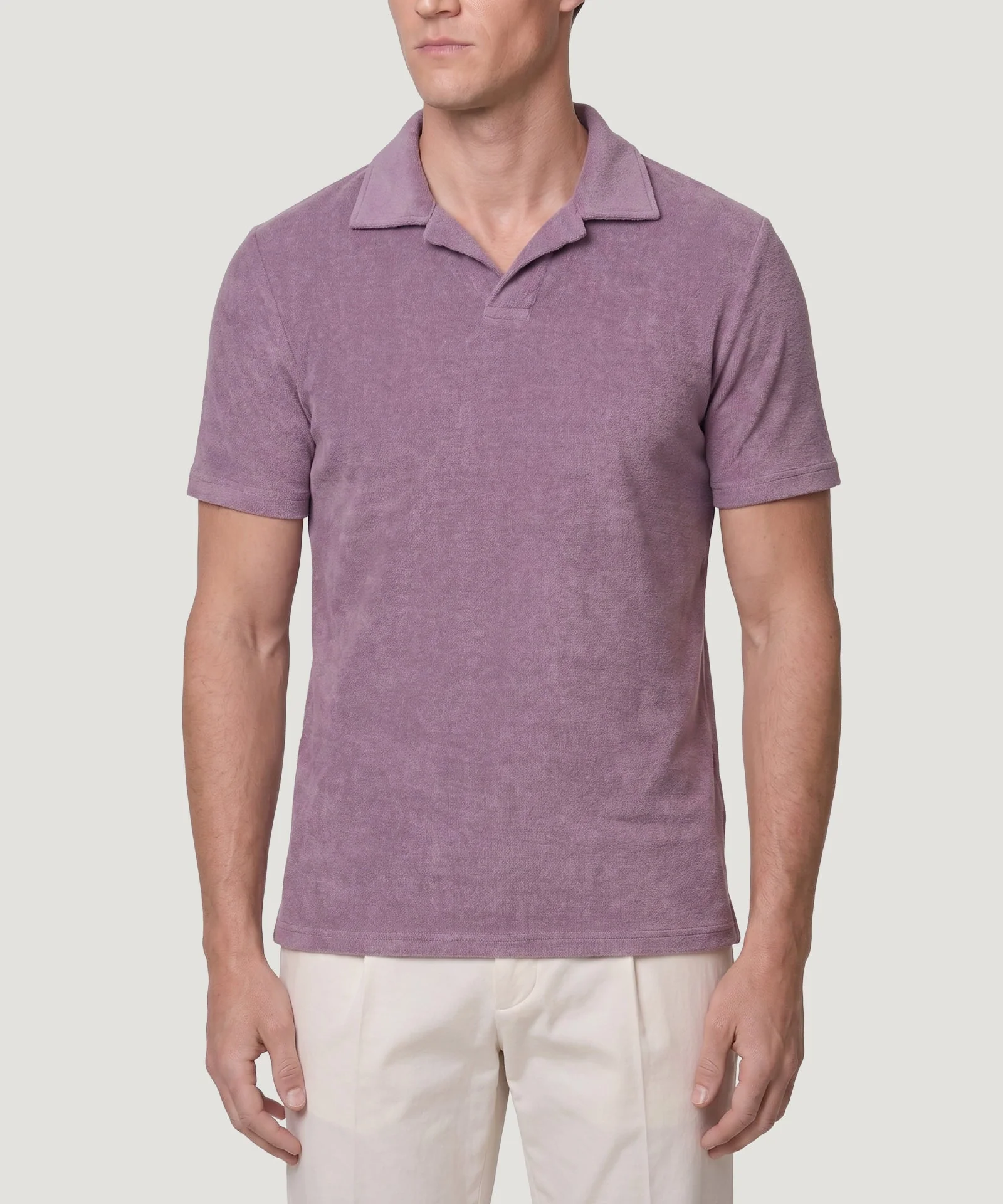 Riva polo katoen French terry mauve - Image 2