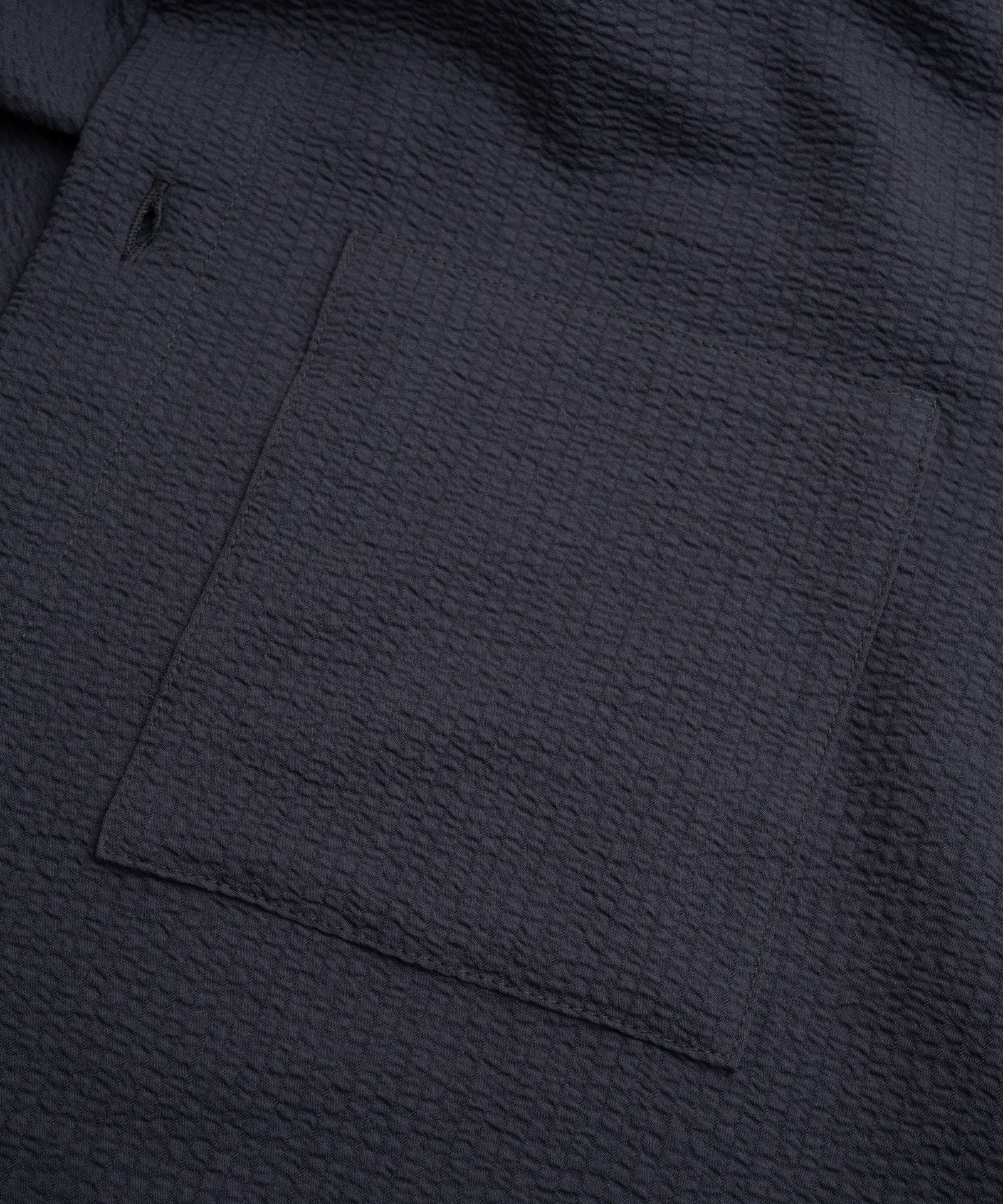Seersucker camp collar shirt donkerblauw - Image 2