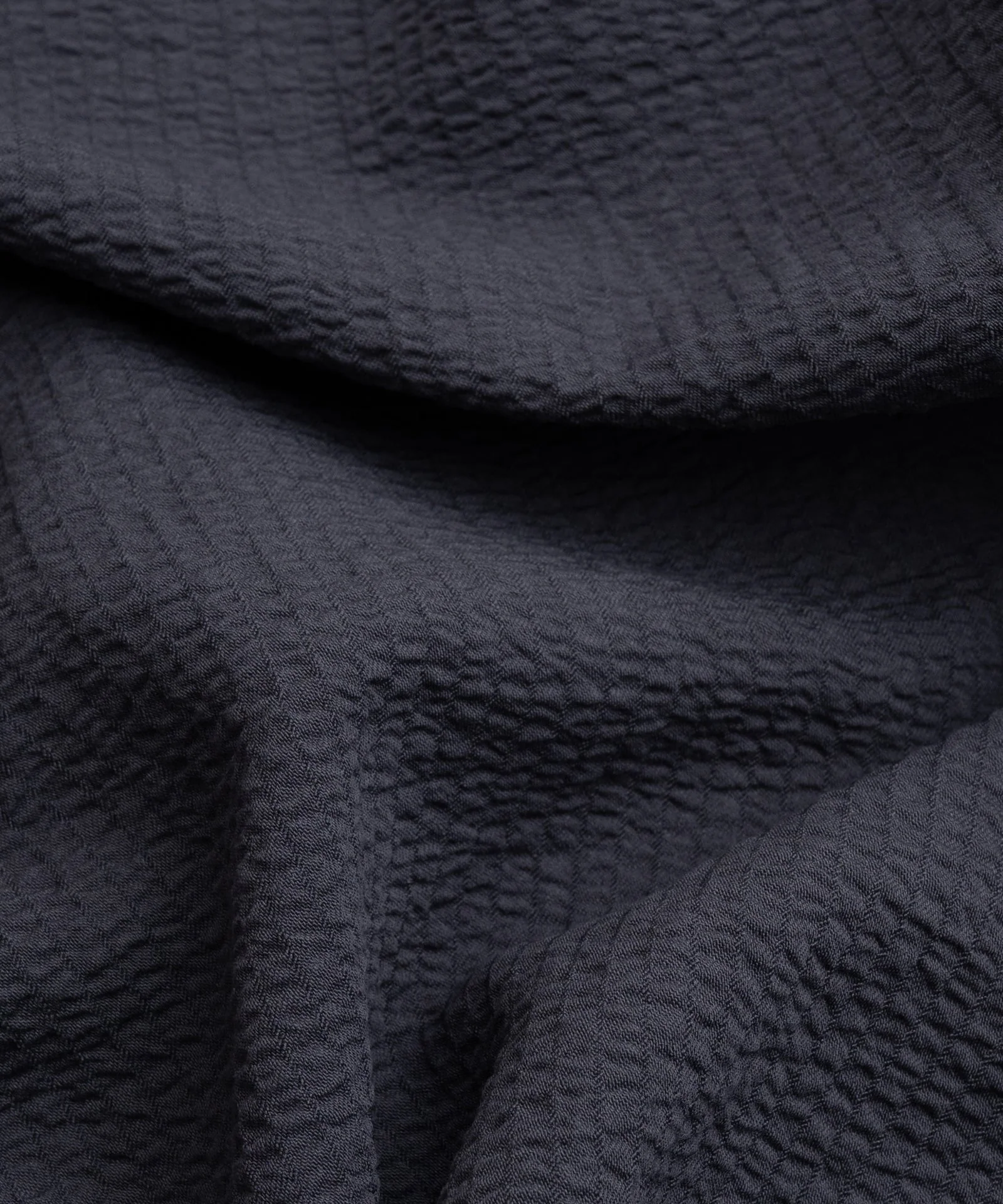 Seersucker camp collar shirt donkerblauw - Image 3