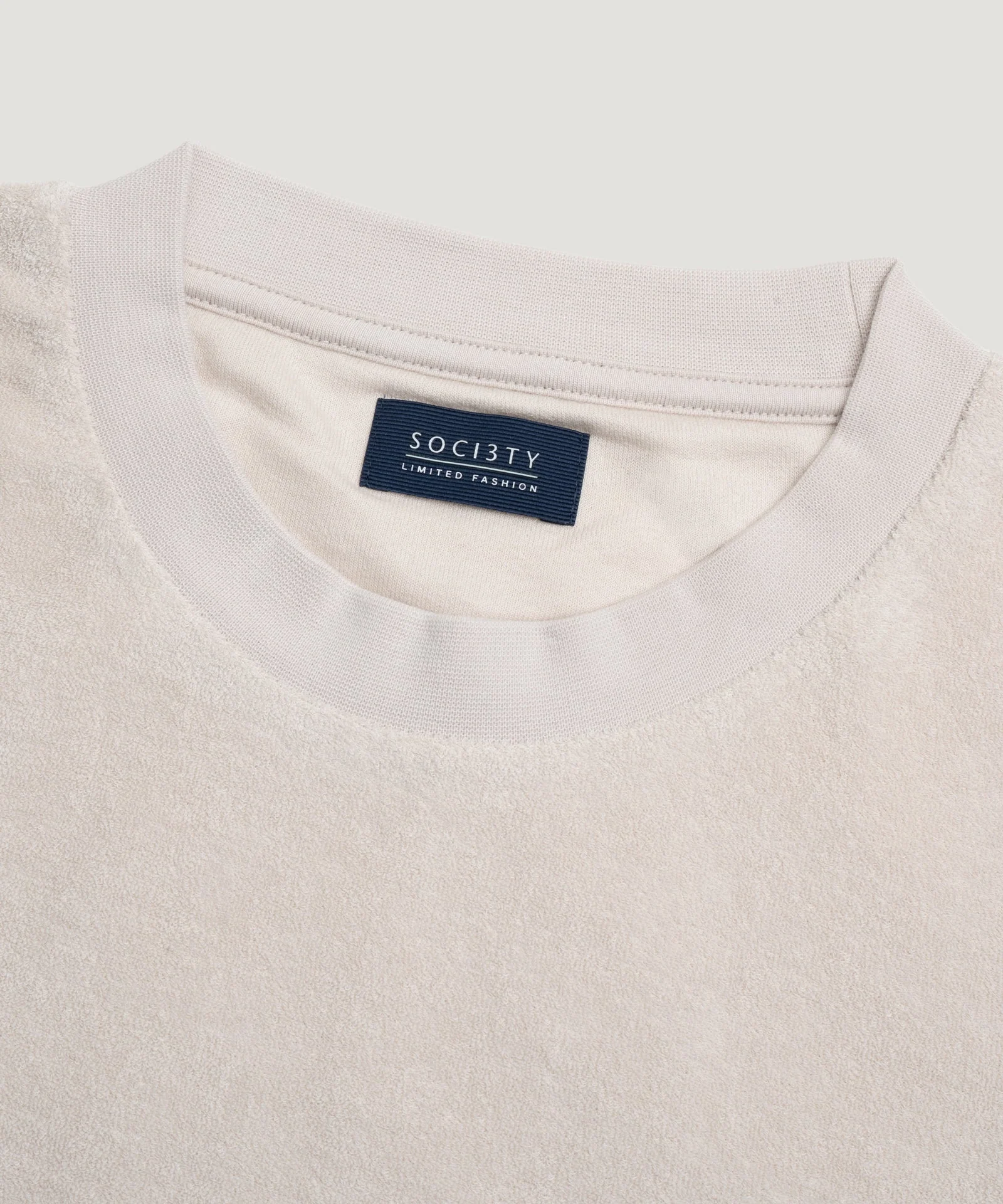T-shirt katoen French terry beige - Image 2