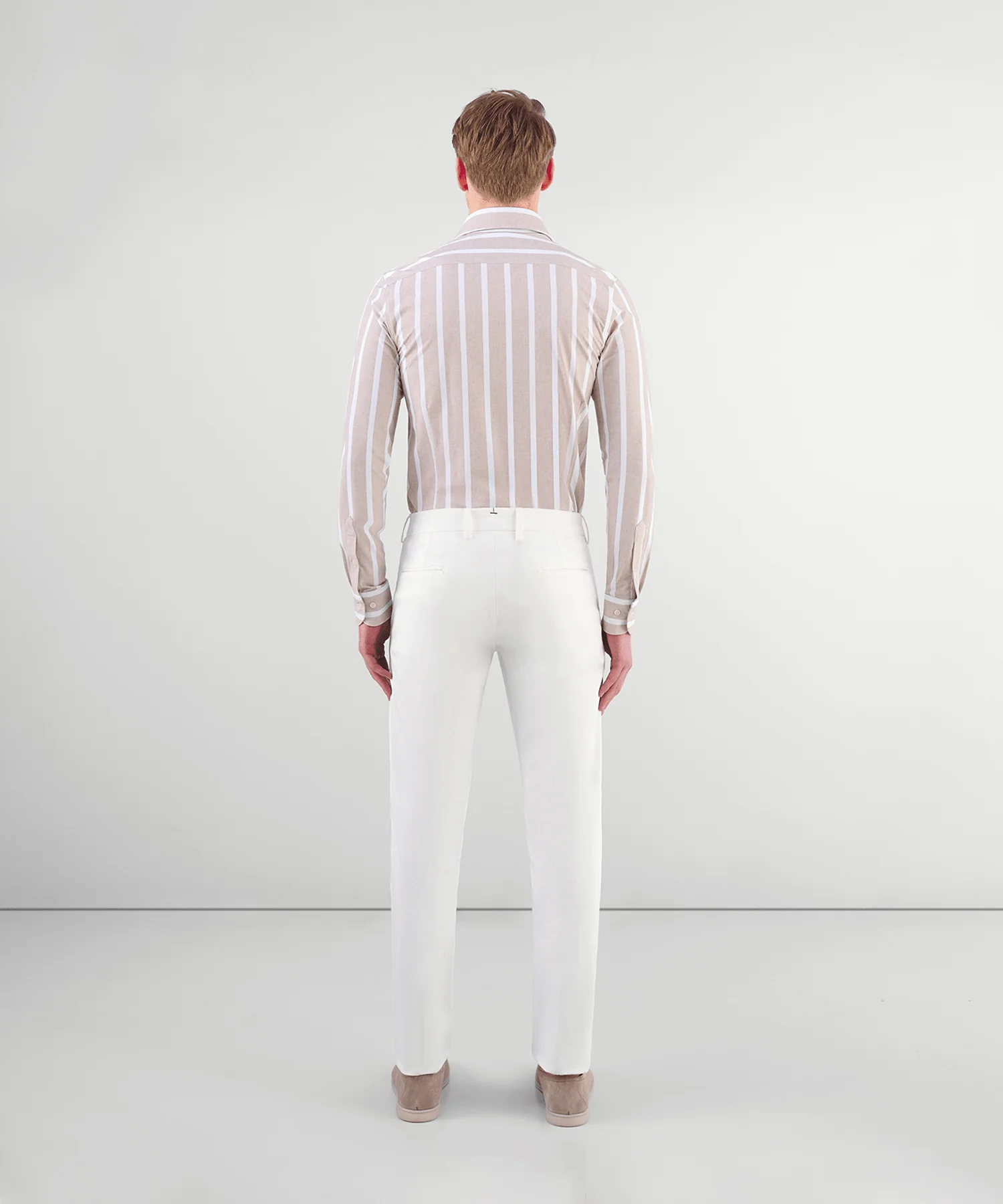 Overhemd techfabric wit/taupe gestreept - Image 5